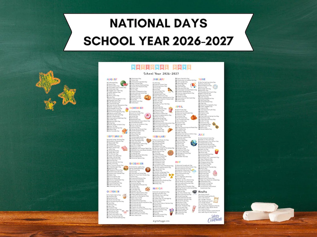 National Days Calendar 2025 2026 Kid