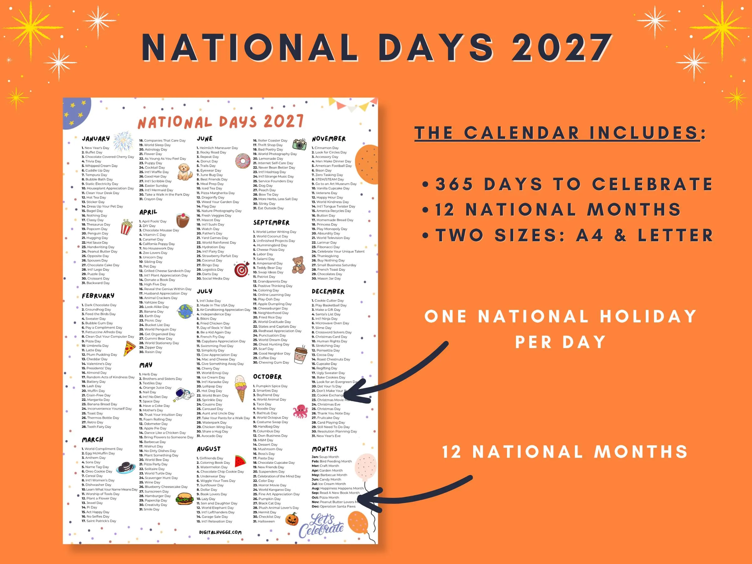 National Days Calendar Printable 2026