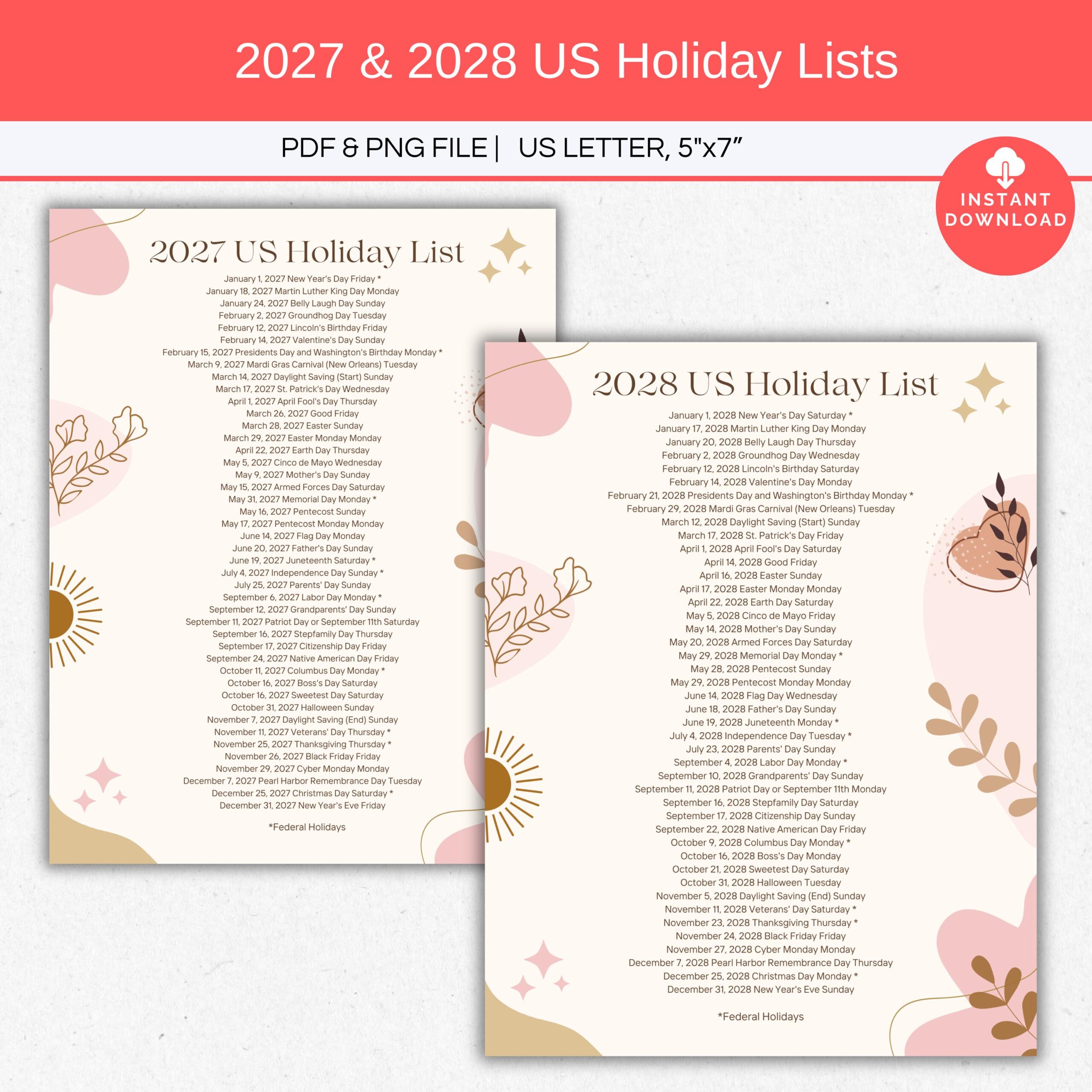 National Holiday List Calendar