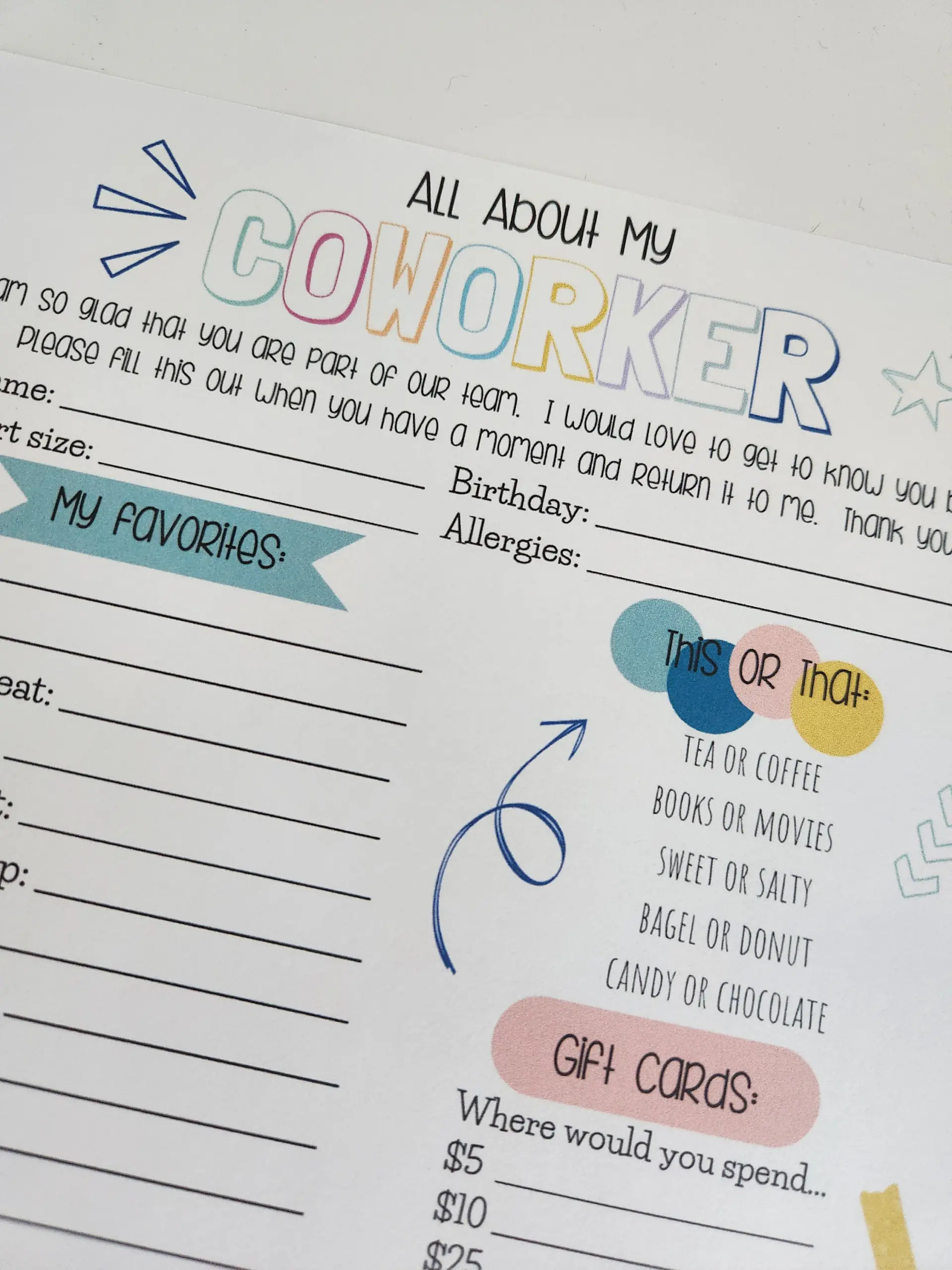 New Employee Questions Printable