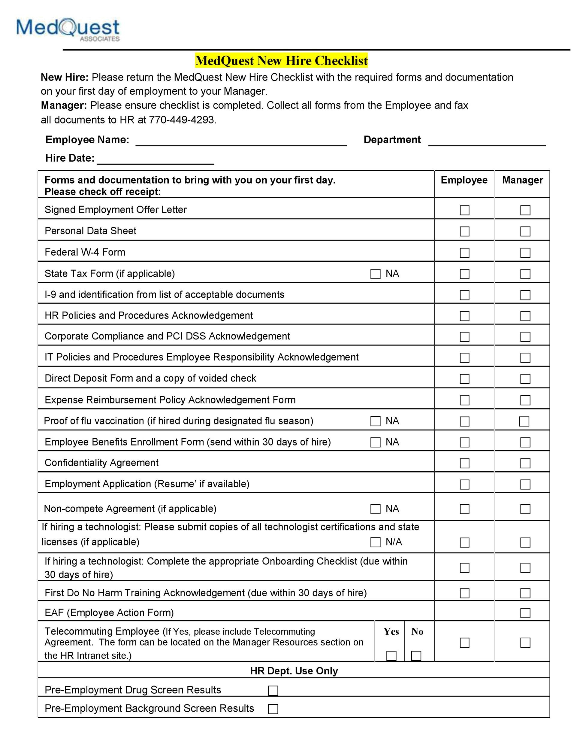 New Hire Checklist