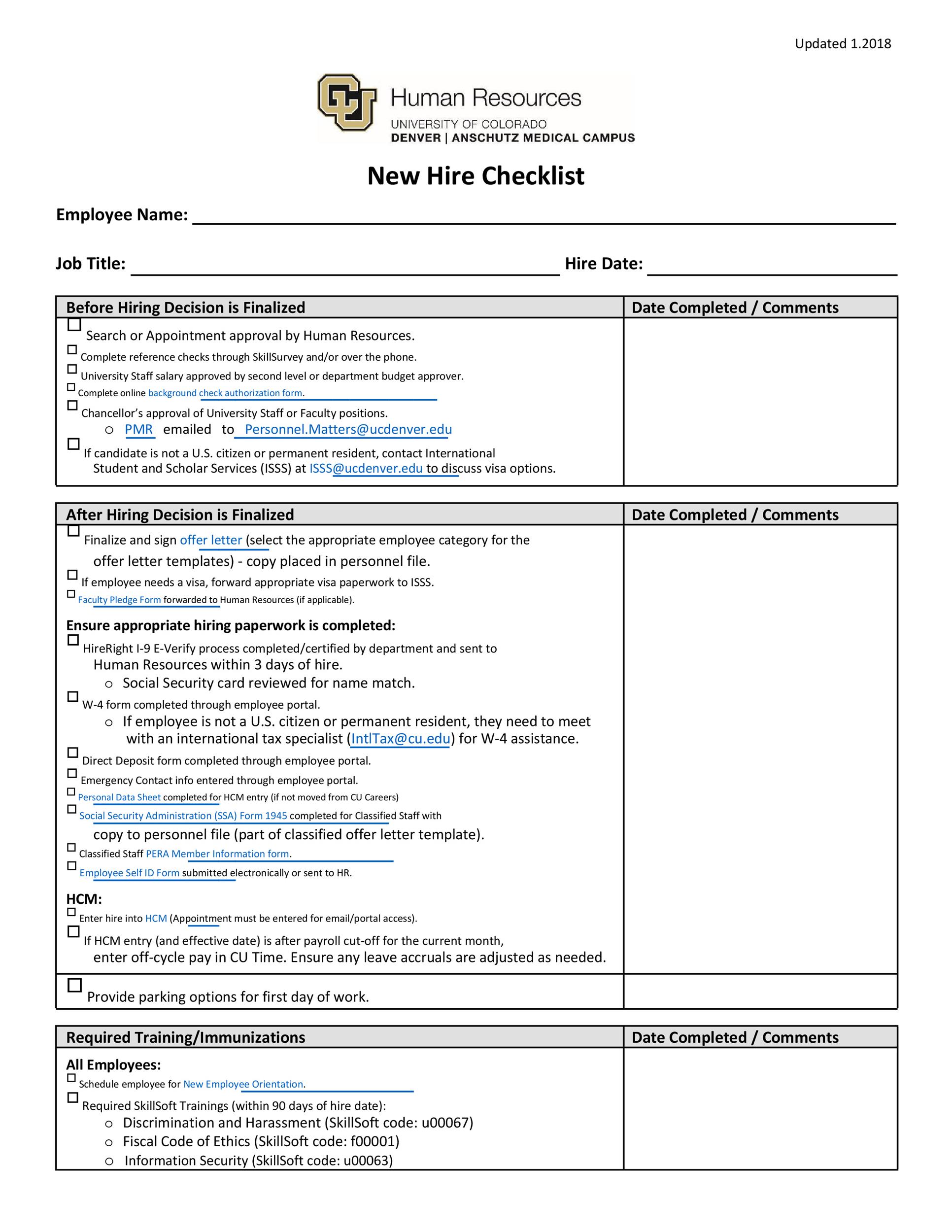 New Hire Checklist