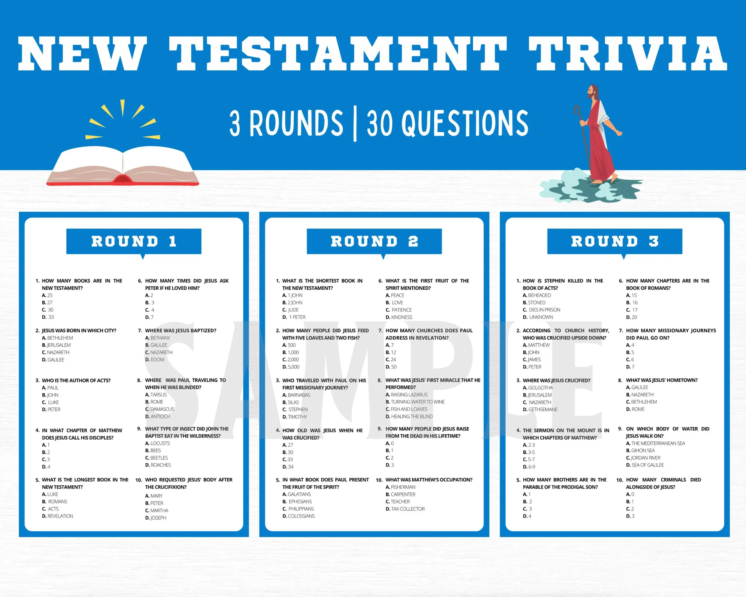 New Testament Trivia Game Printable