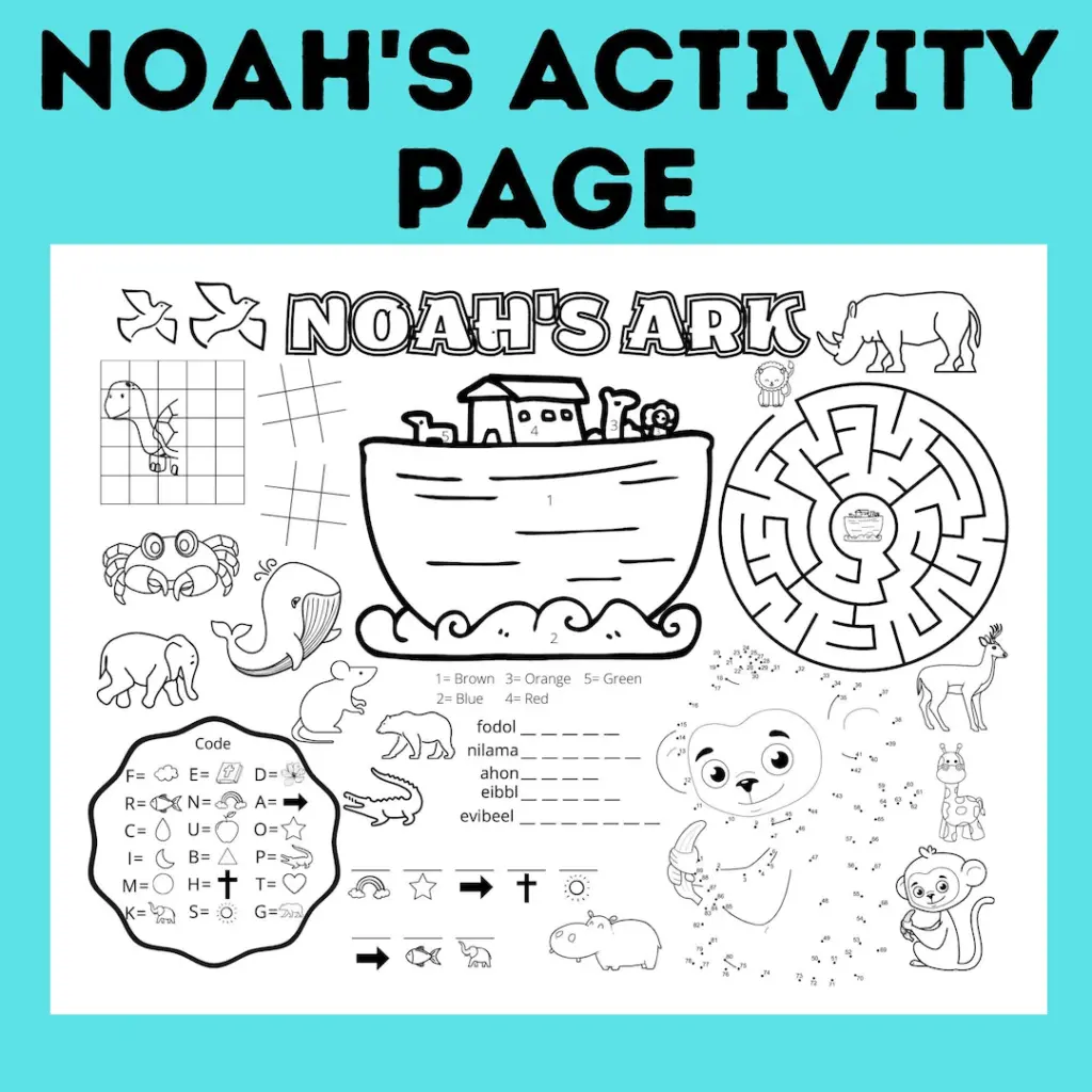 Noahs Ark Activity Sheet Bible Coloring