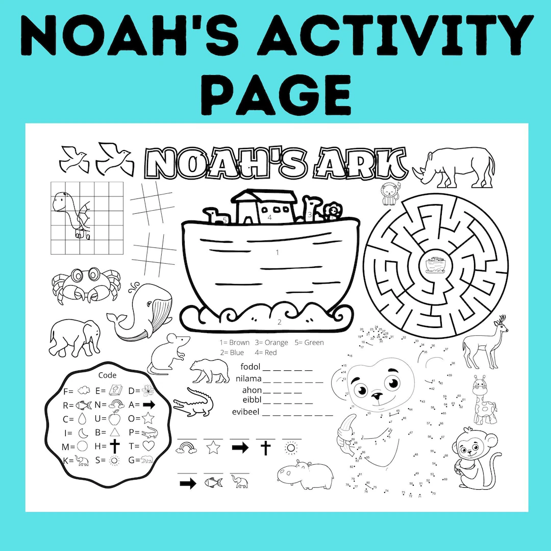 Noahs Ark Activity Sheet Bible Coloring