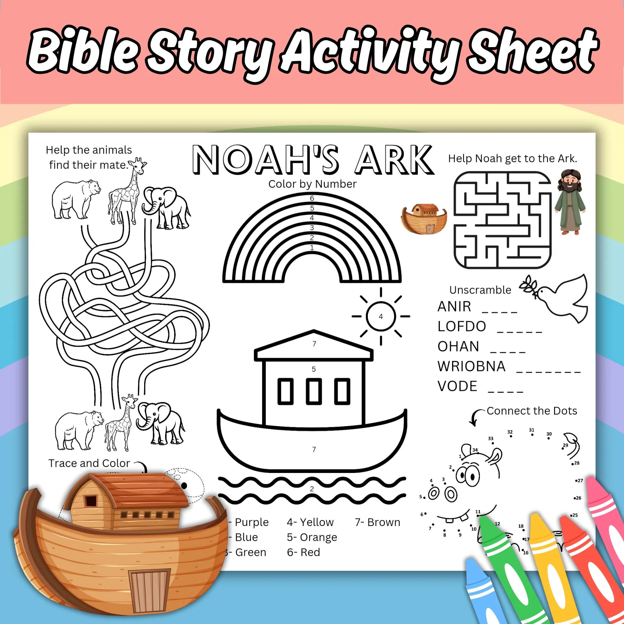 Noahs Ark Kids Printable Activity Sheet
