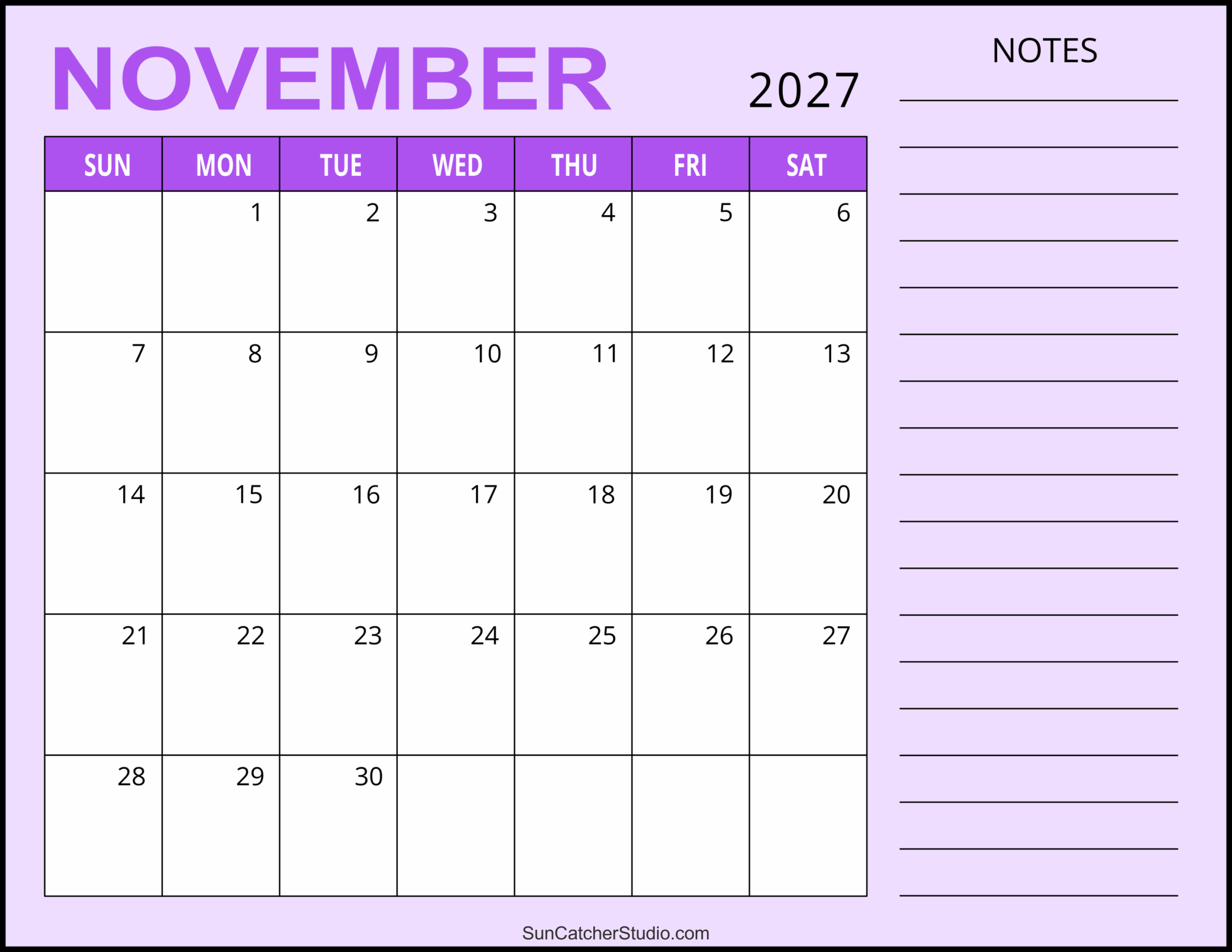 November 2027 Calendar