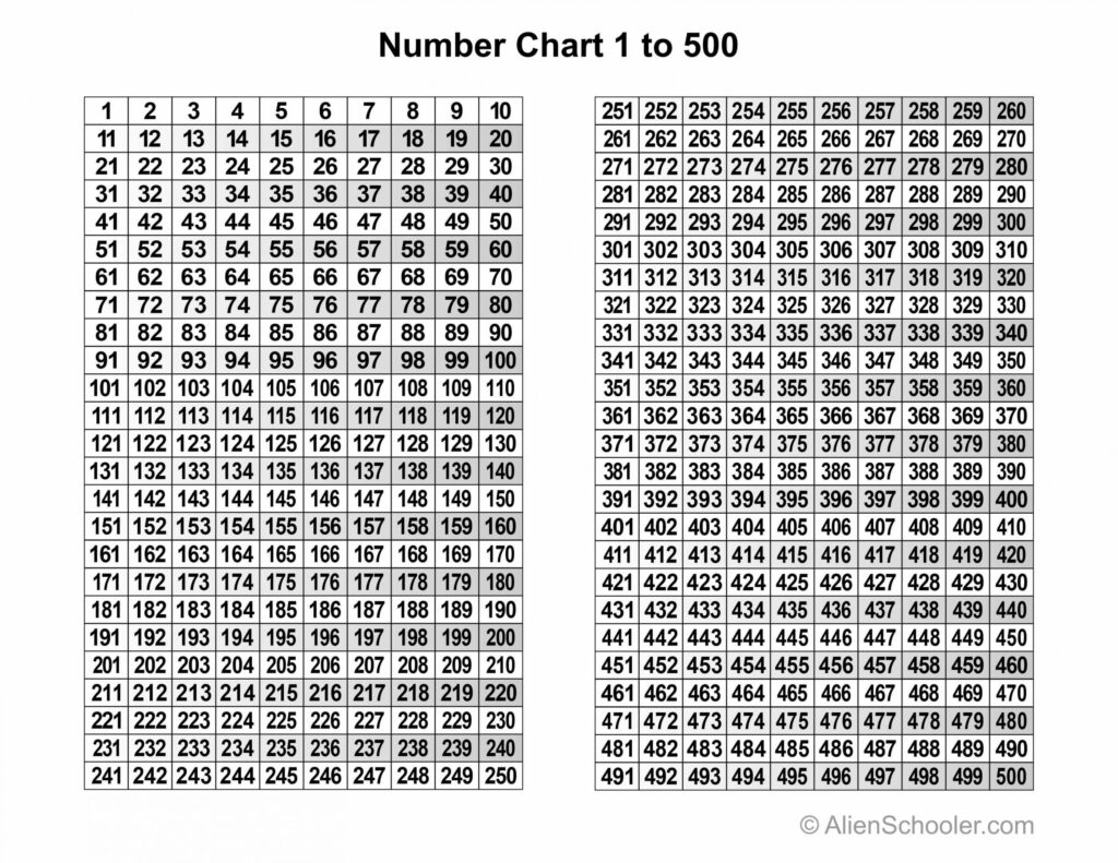 Number Chart 1 500