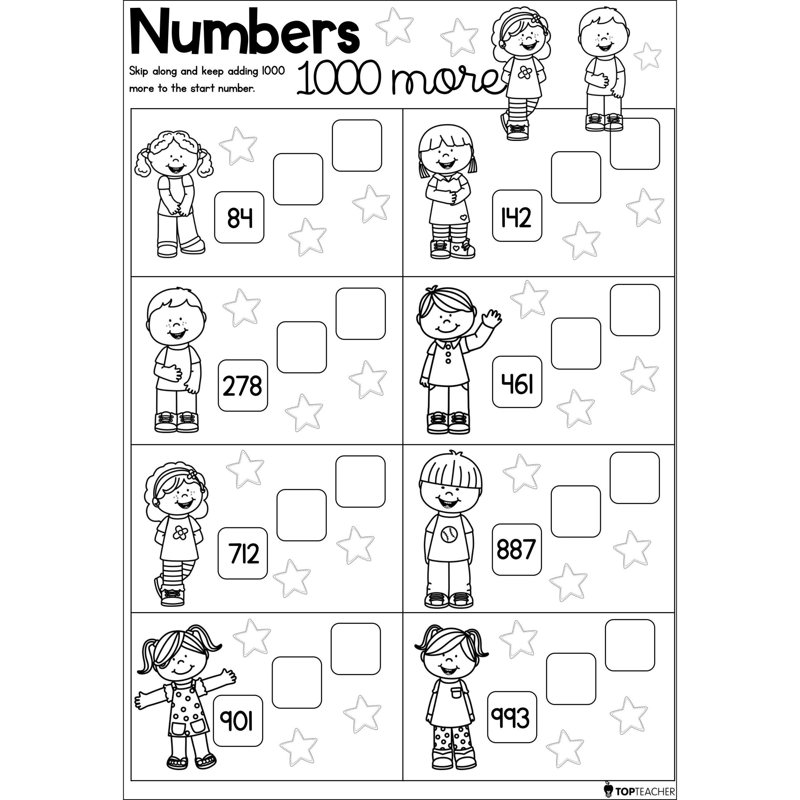 Numbers 1000 More Worksheet