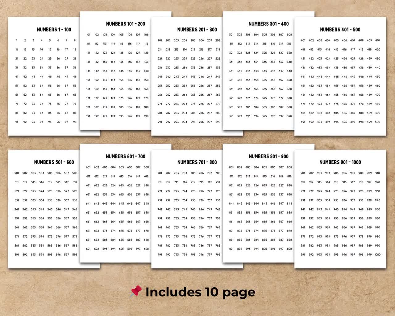 Numbers 11000 Chart Printable Counting