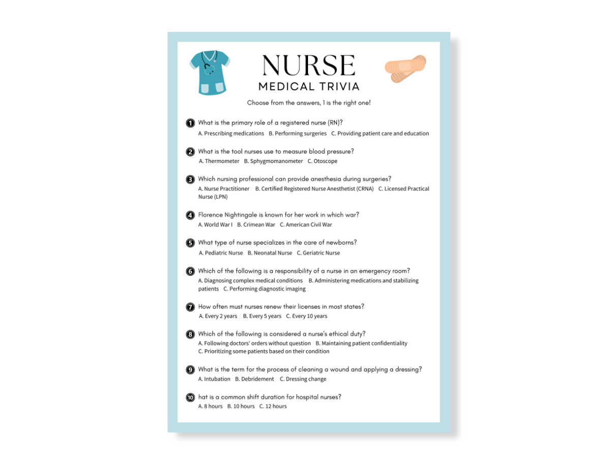 Nurse Multiple Choice Trivia Game