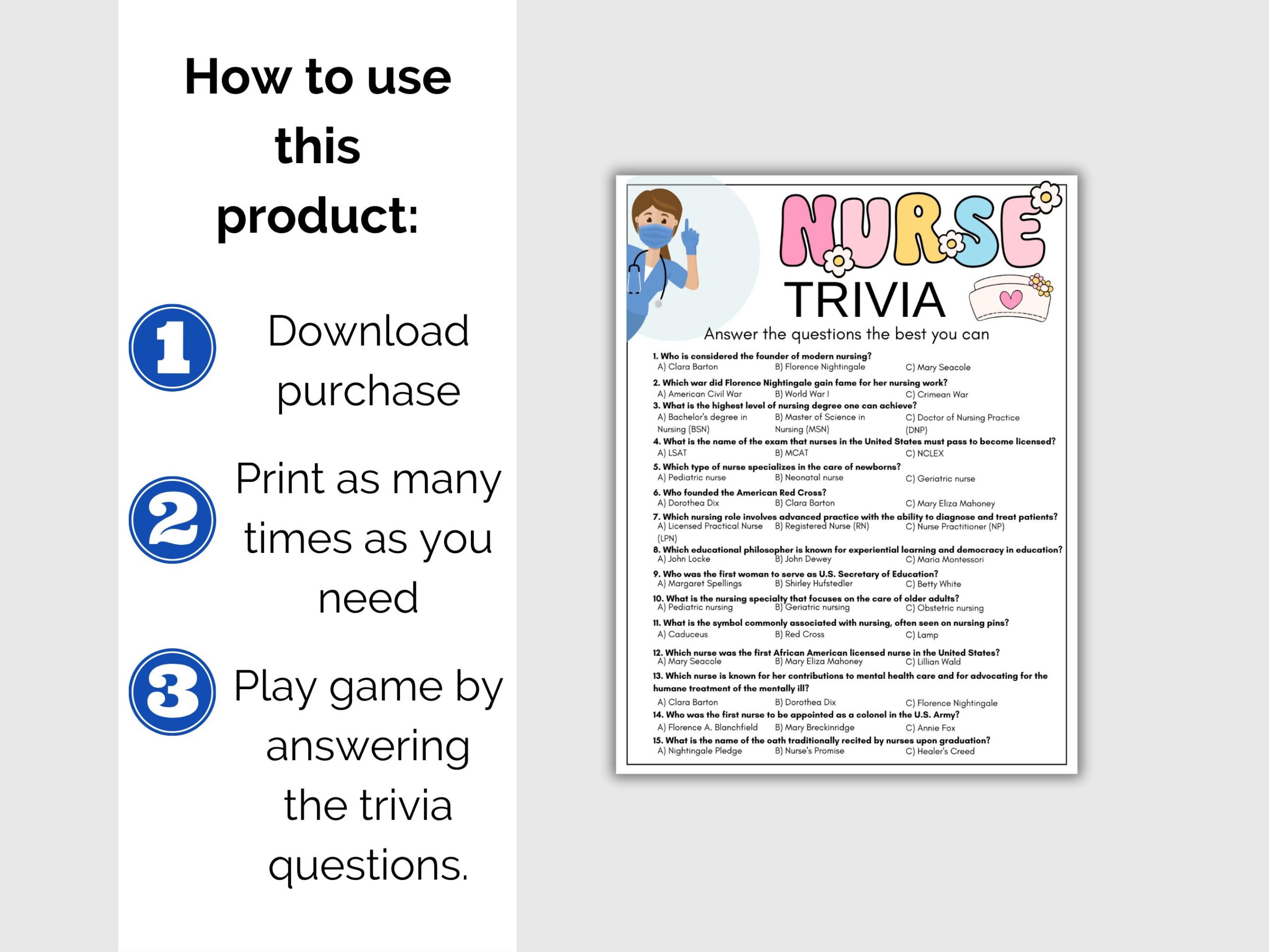 Nurse Trivia Game Nurse Quiz Nurse