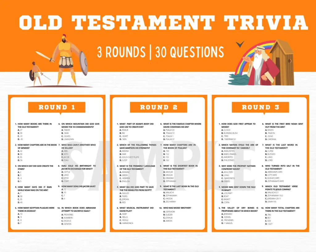 Old Testament Bible Trivia Game Church