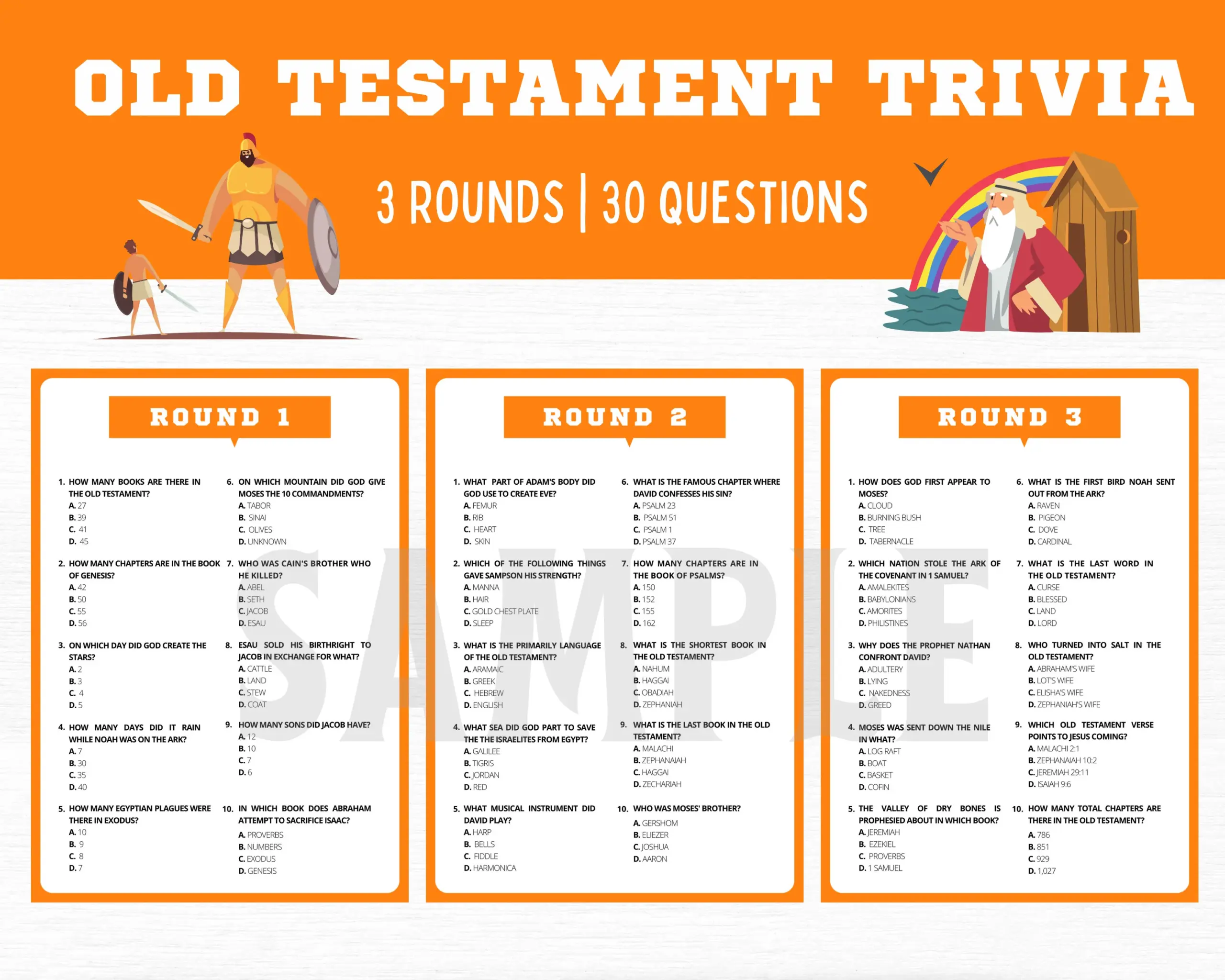 Old Testament Bible Trivia Game Church