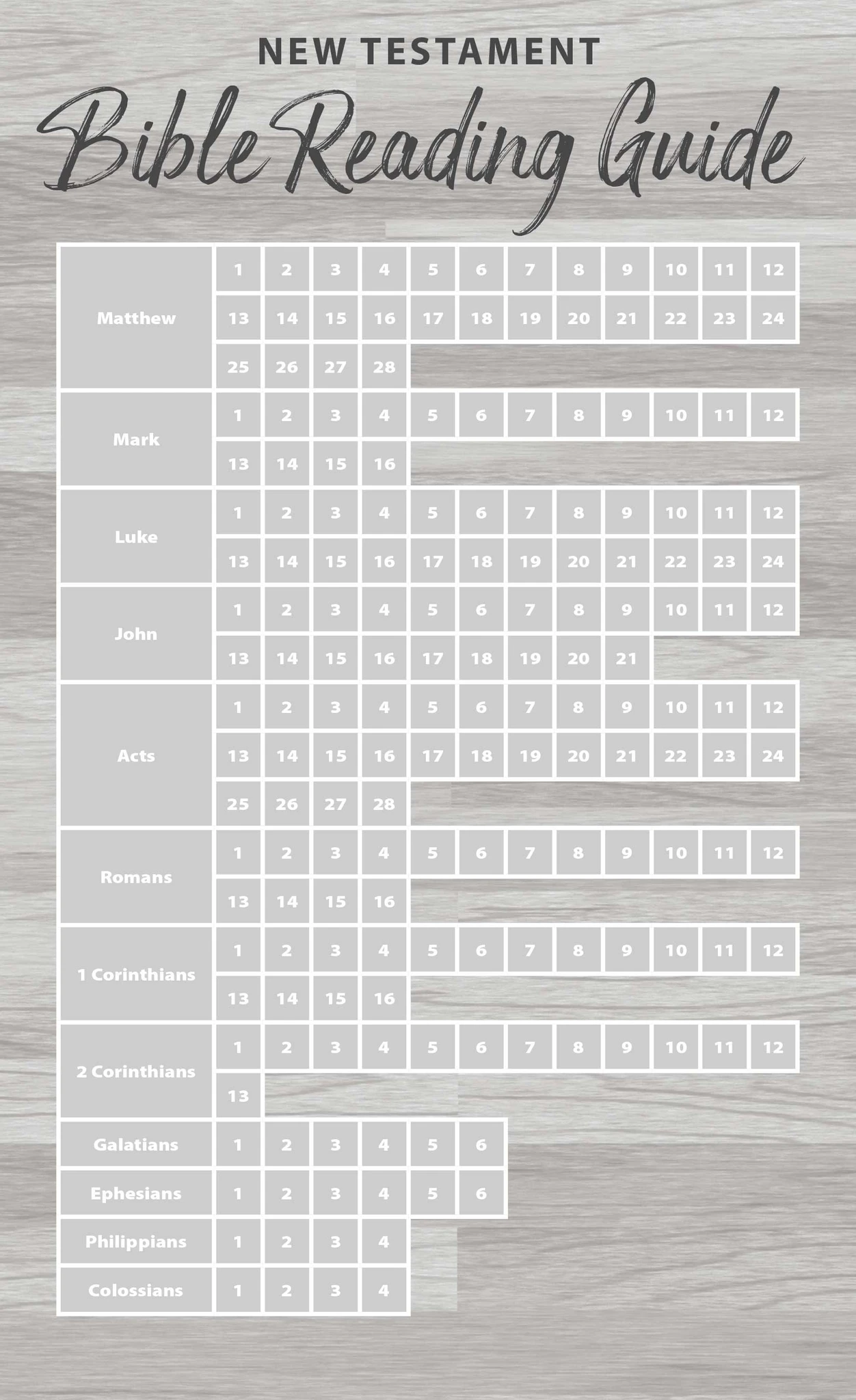 Old Testament New Testament Reading Guide Checklist