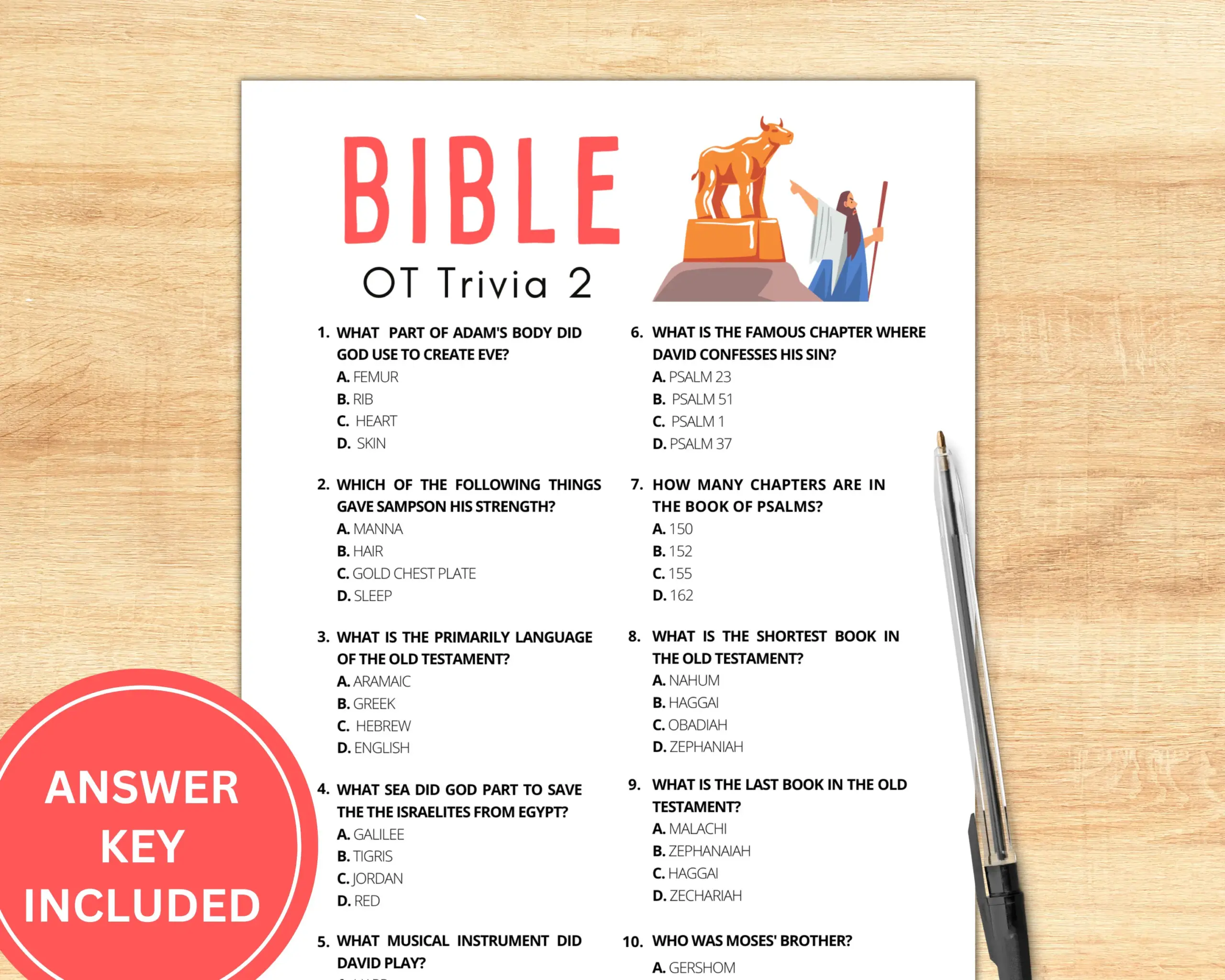 Old Testament Trivia Bible Game Bible