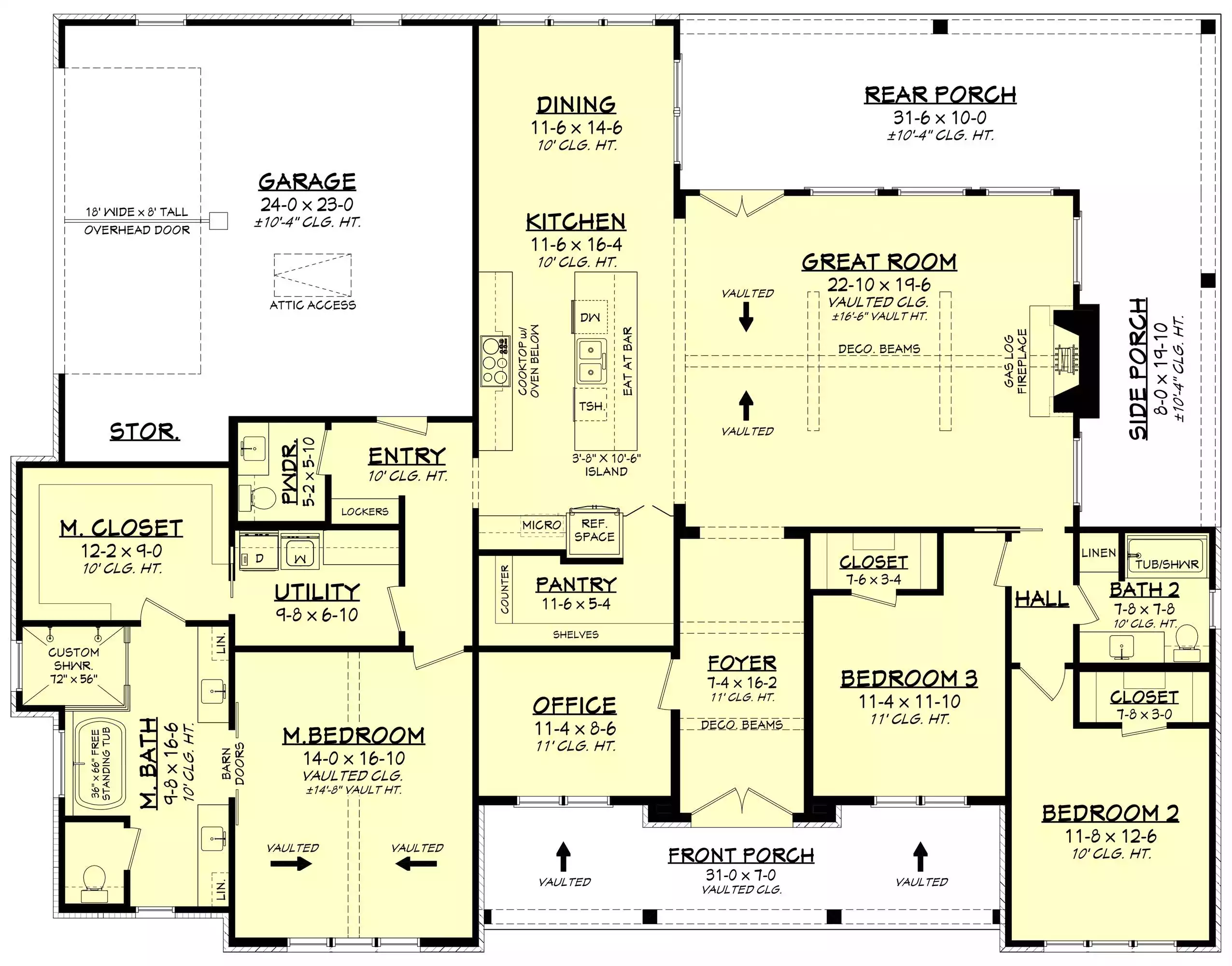 One Story Farmhouse 2407 Square Feet 3 Bedroom Wraparound Porch 9417
