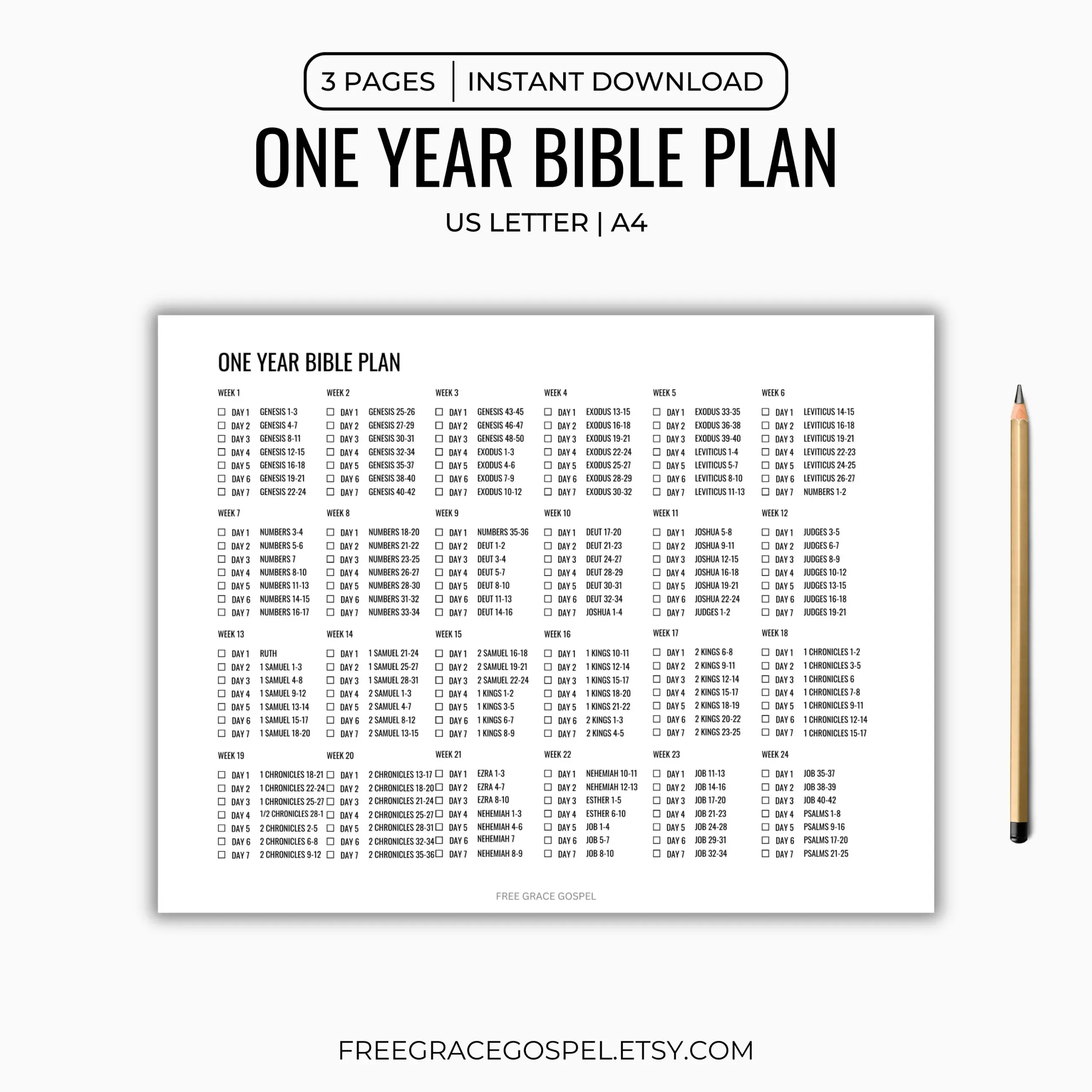 One Year Bible Reading Checklist