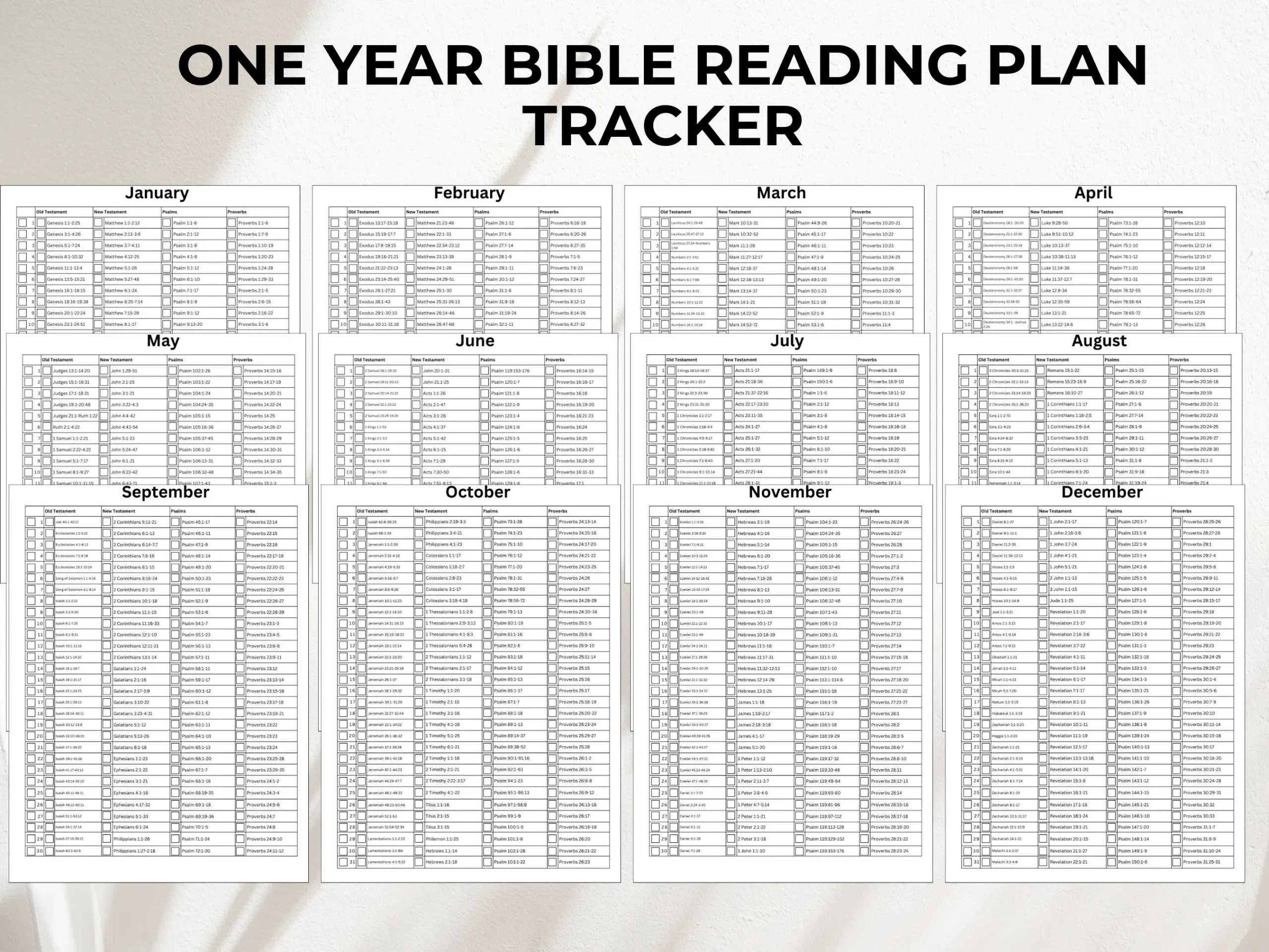 One Year Bible Reading Plan Printable