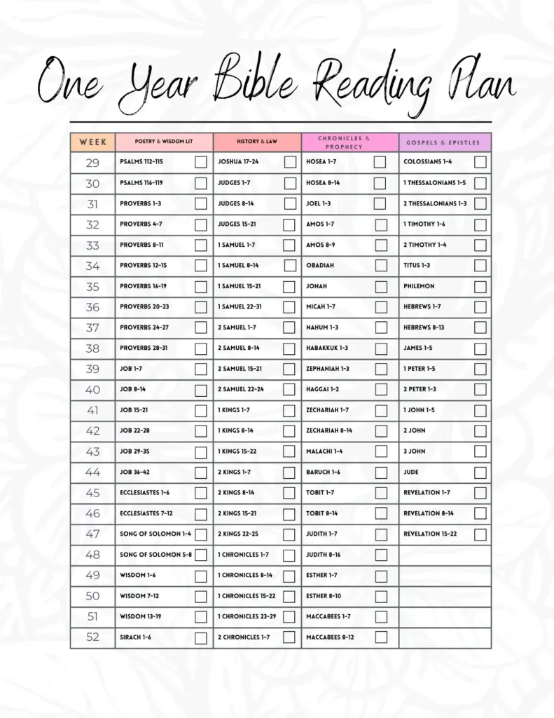 One Year Catholic Bible Reading Plan