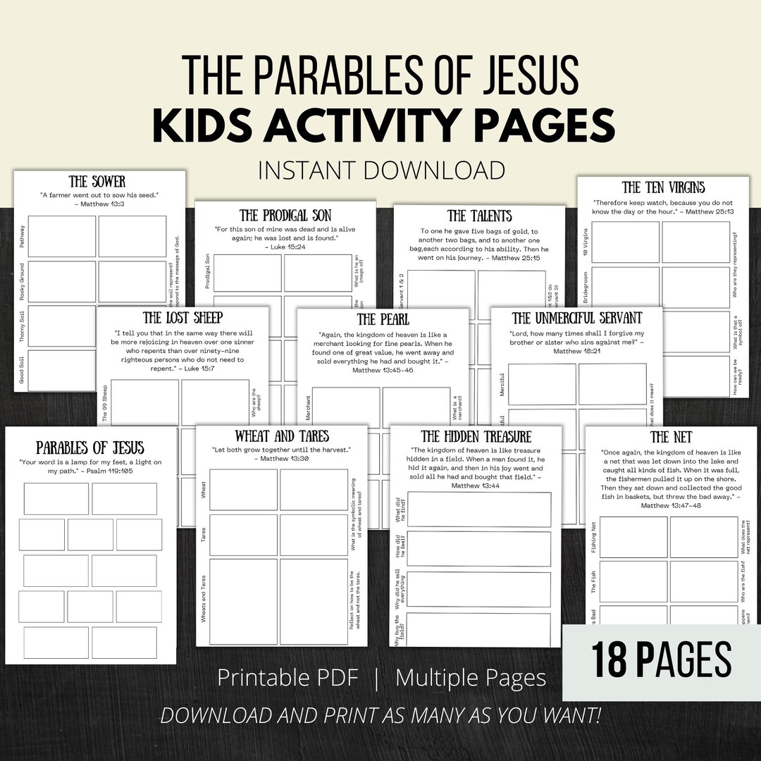 Parables Of Jesus Worksheet Kids Bible Parables Of Jesus Worksheet Kids Bible