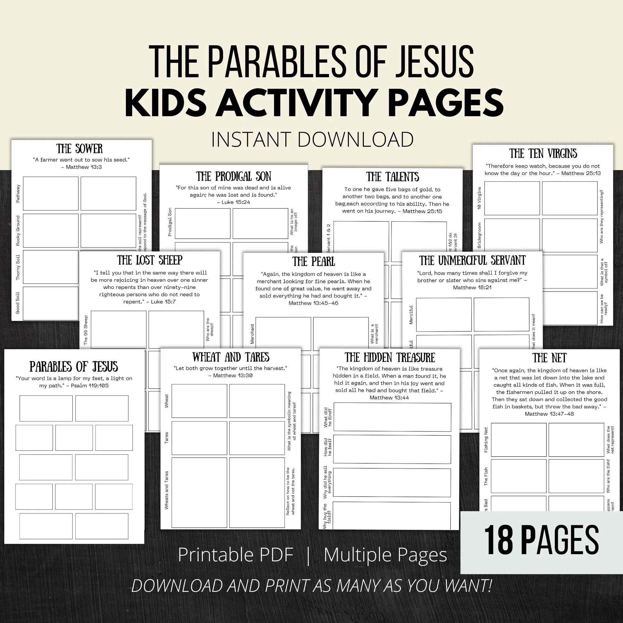 Parables Of Jesus Worksheet Kids Bible