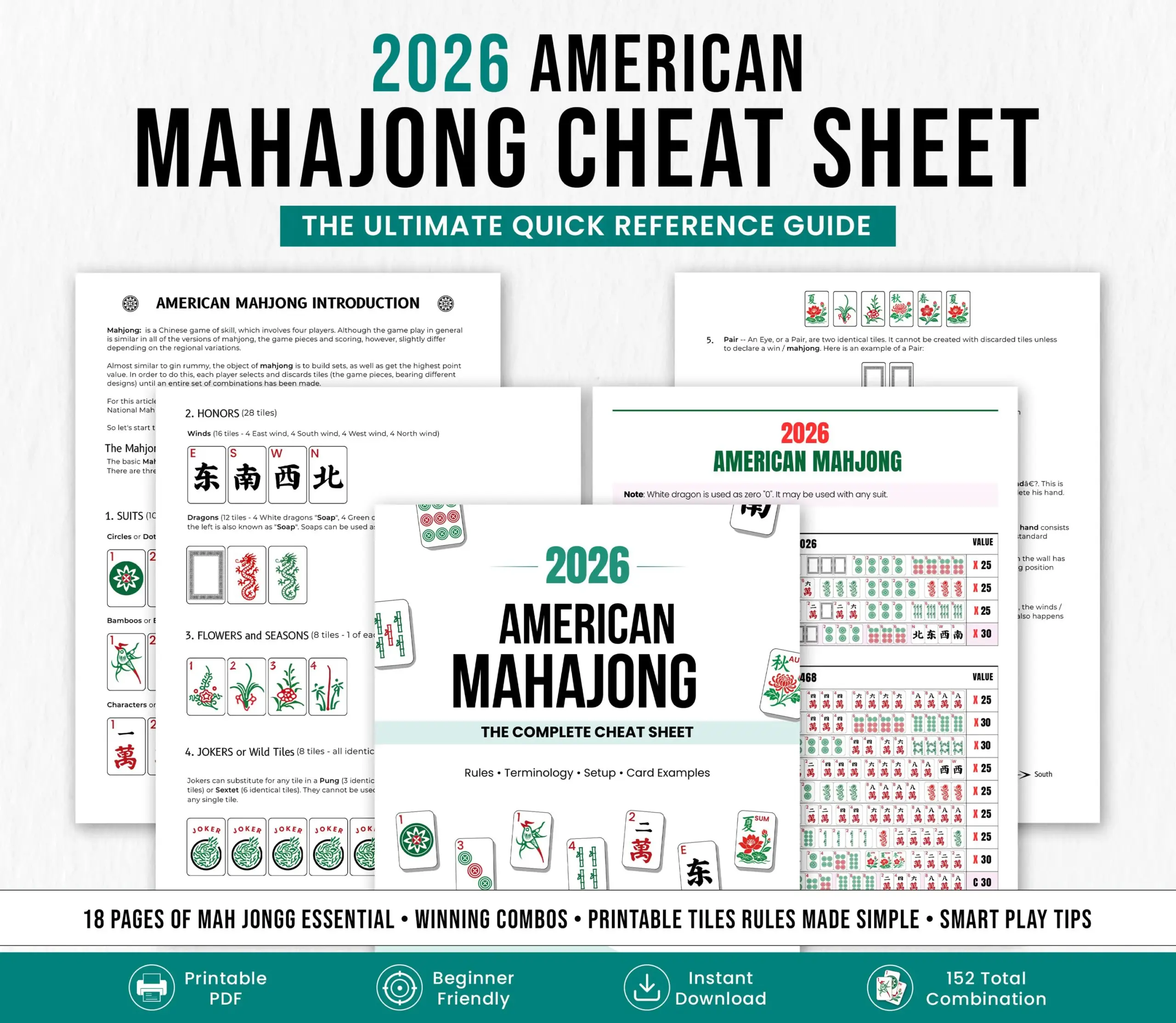 Pdf Mahjong Cheat Sheet Printable