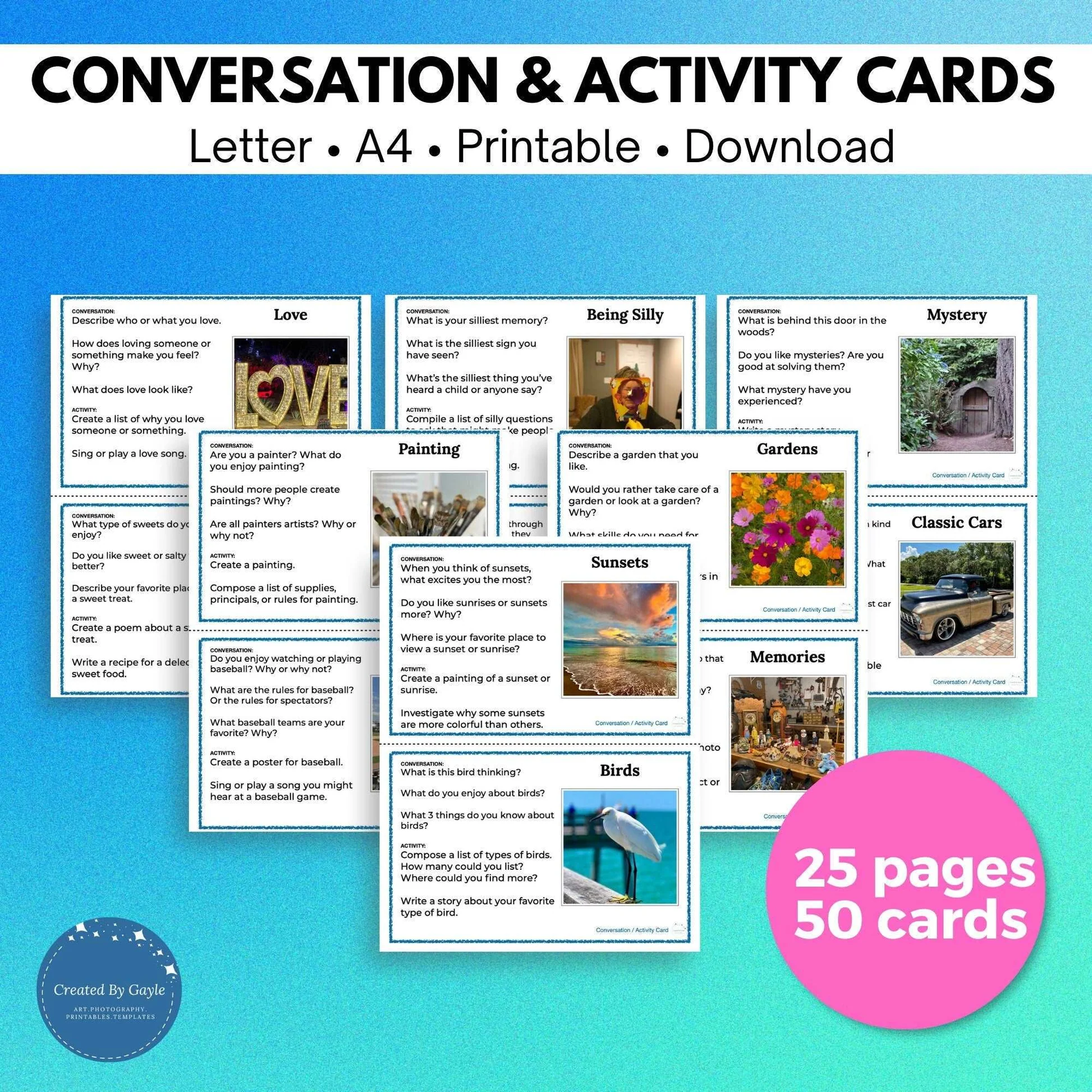 Photo Conversation Activity Cards For 41750