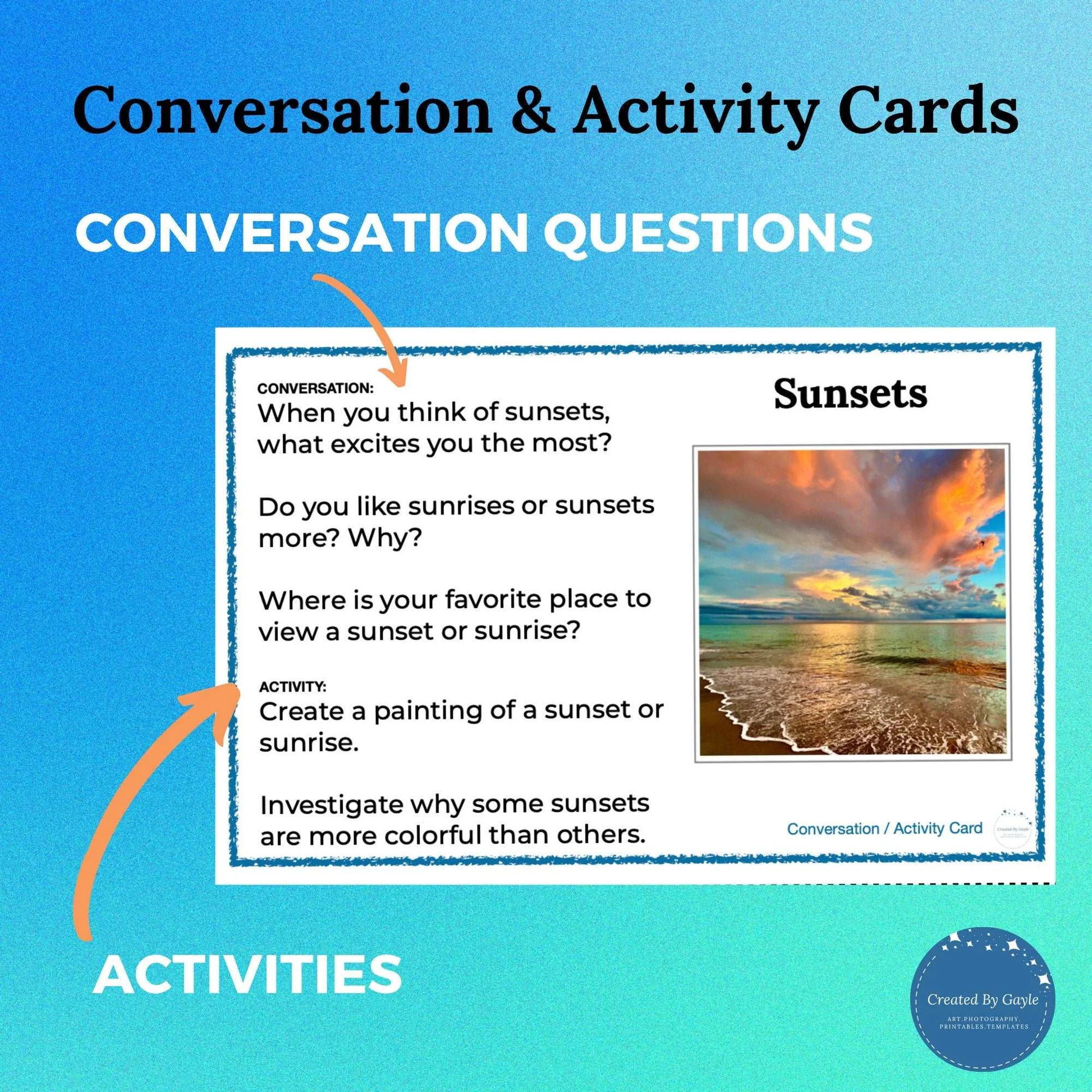 Photo Conversation Activity Cards For 41750
