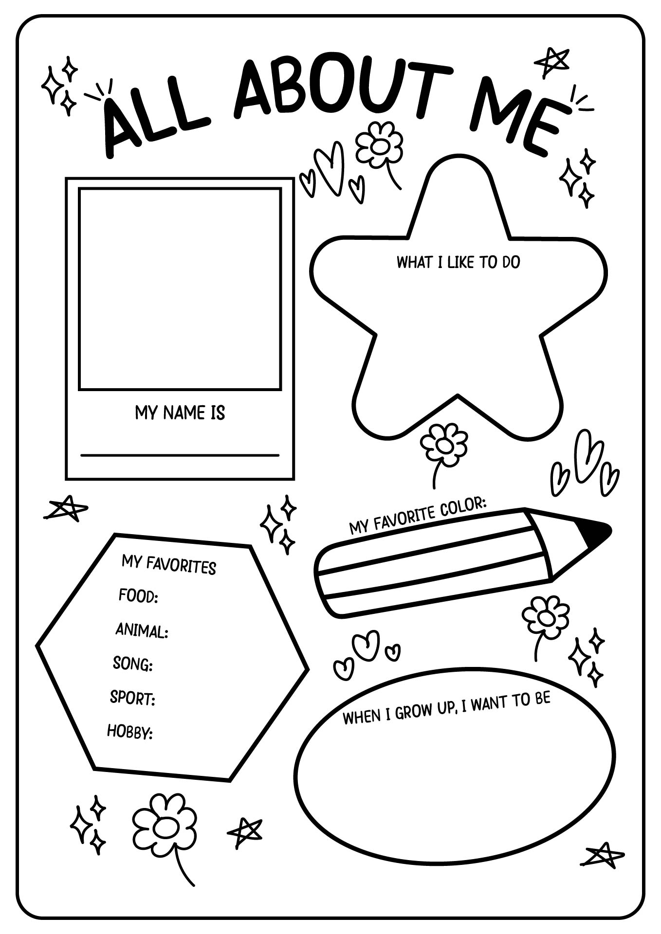Post All About Me Printable Template 229716