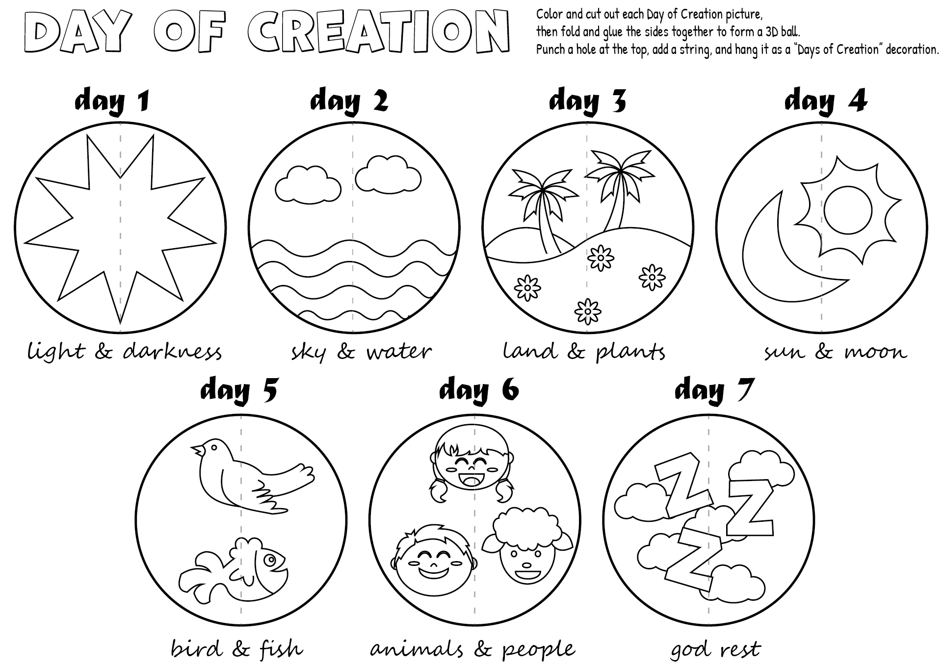 Post Days Of Creation Printables 318888