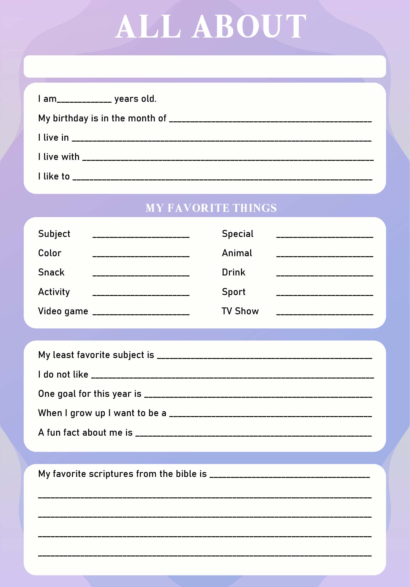Post Free Printable All About Me Adult 227521