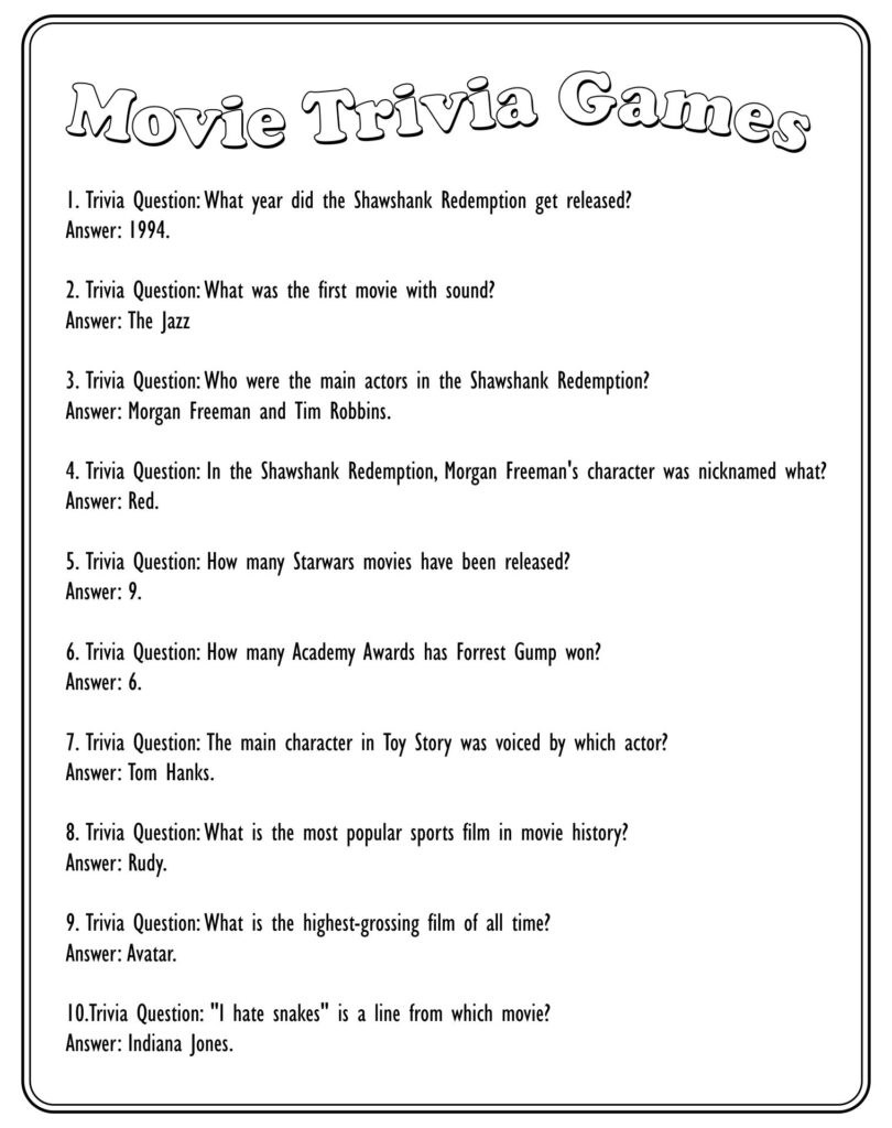 Post Free Printable Trivia Questions And Answers 167003