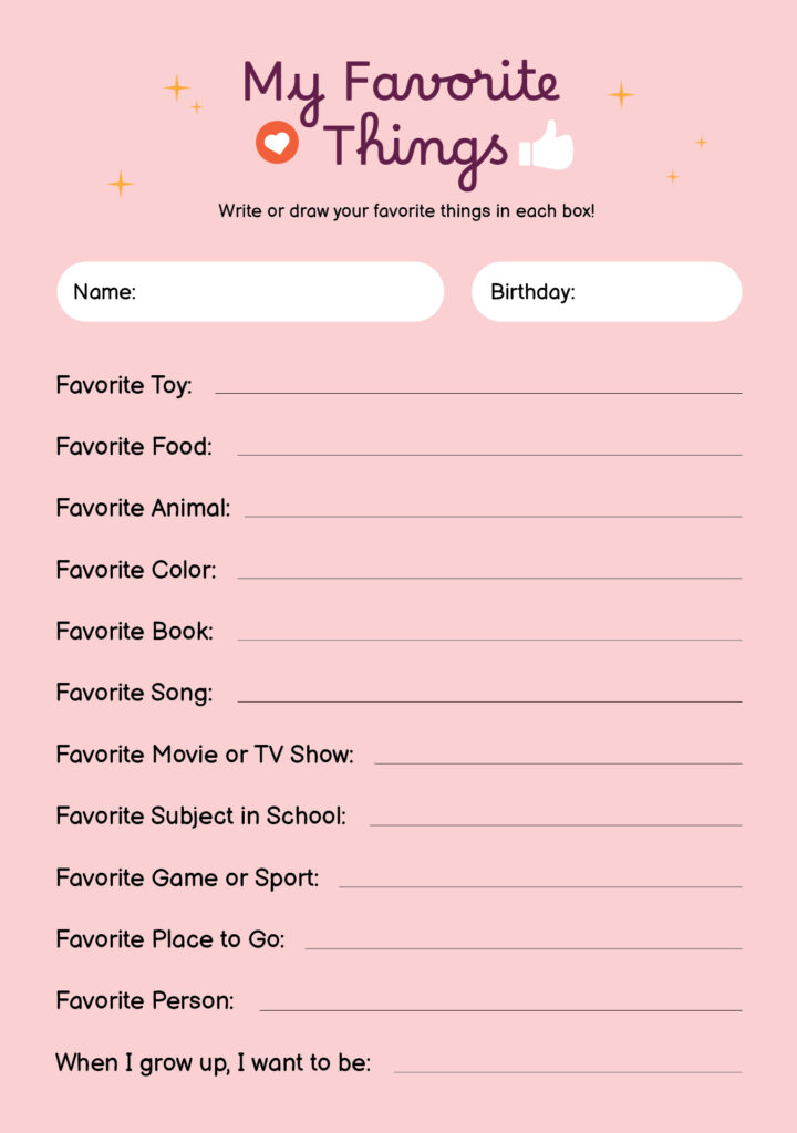 Post My Favorite Things Template Printable 234883