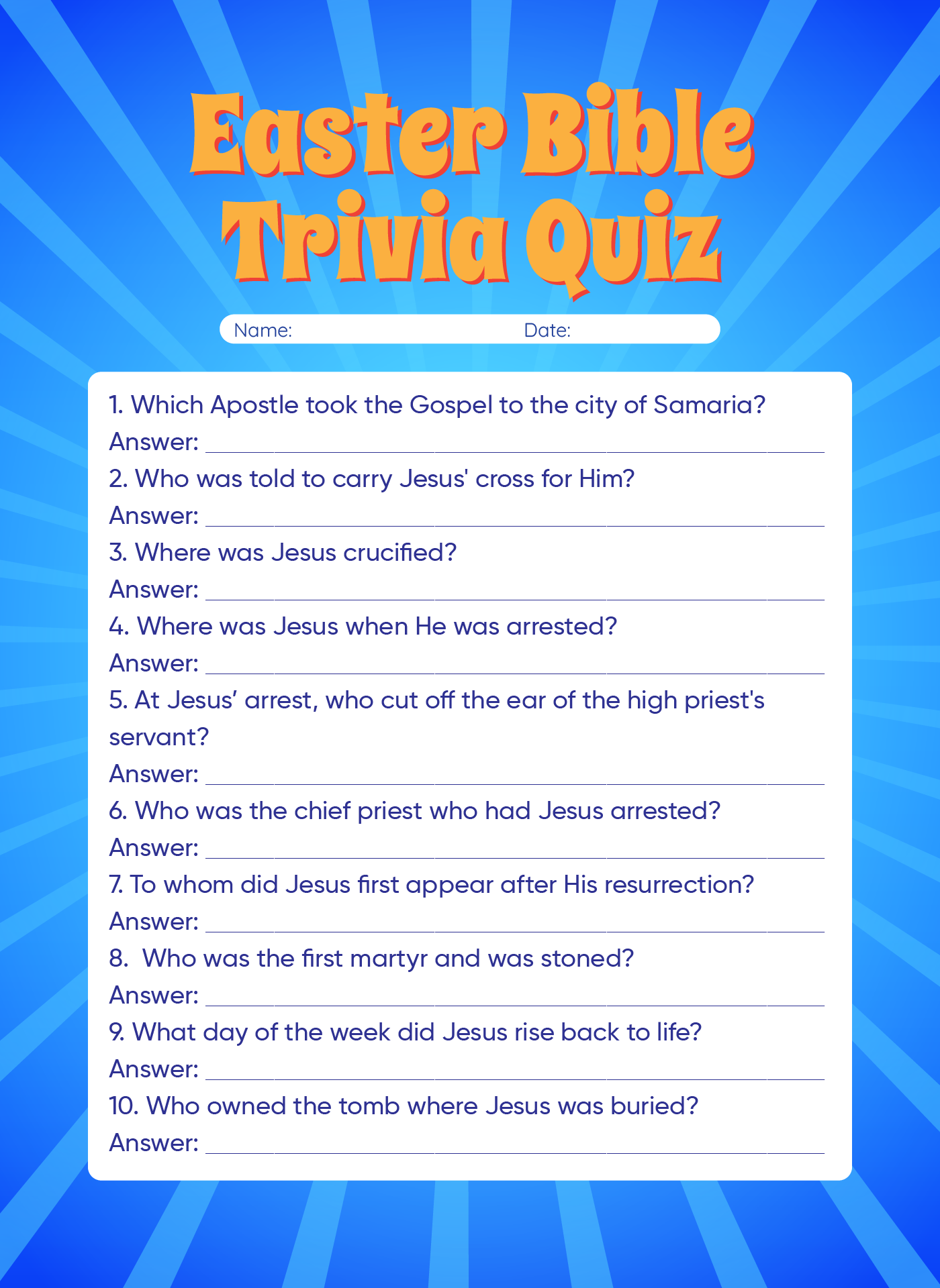 Post Printable Bible Trivia Questions And Answers 155634