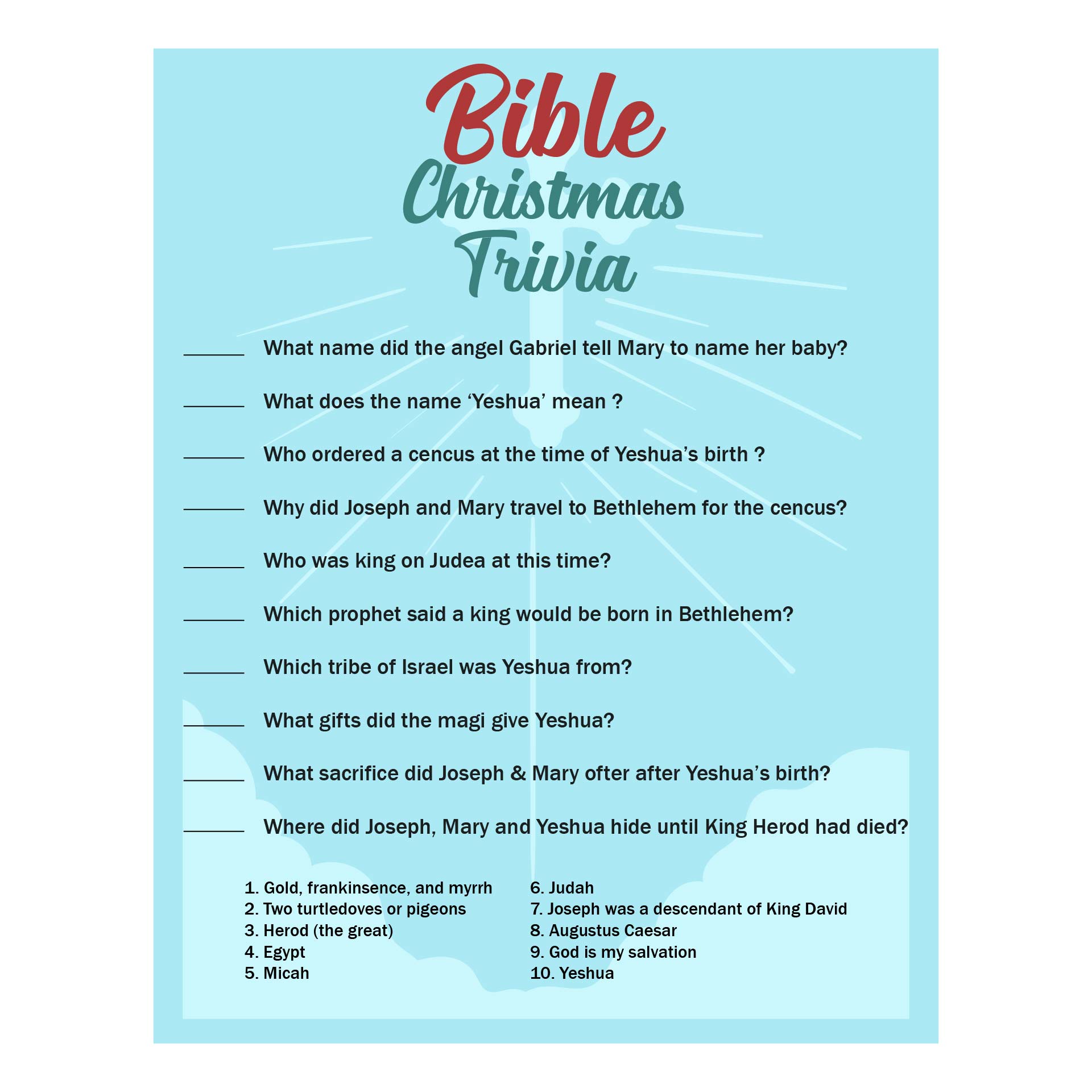 Post Printable Christmas Bible Trivia 293062