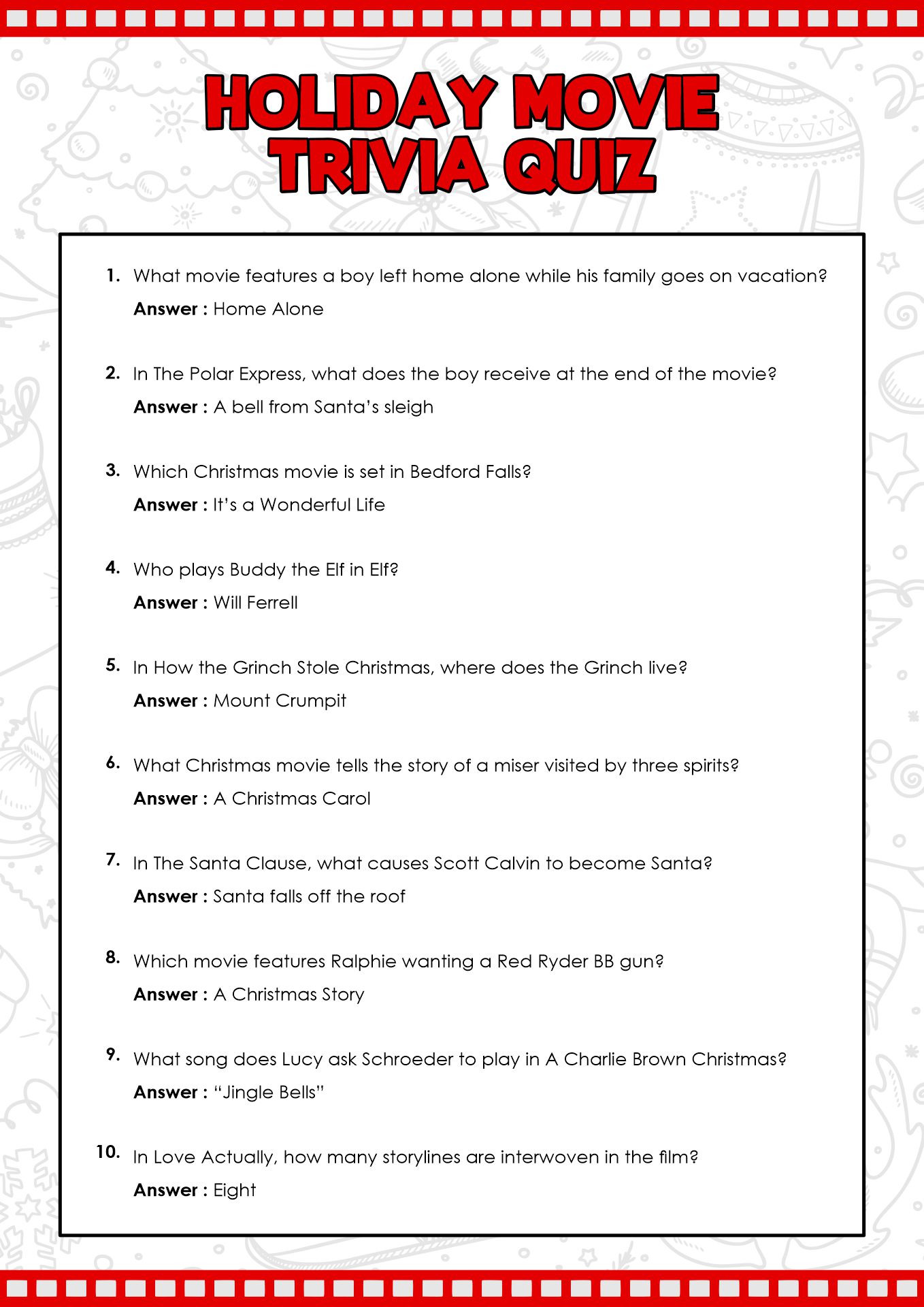 Post Printable Christmas Trivia Questions 18457