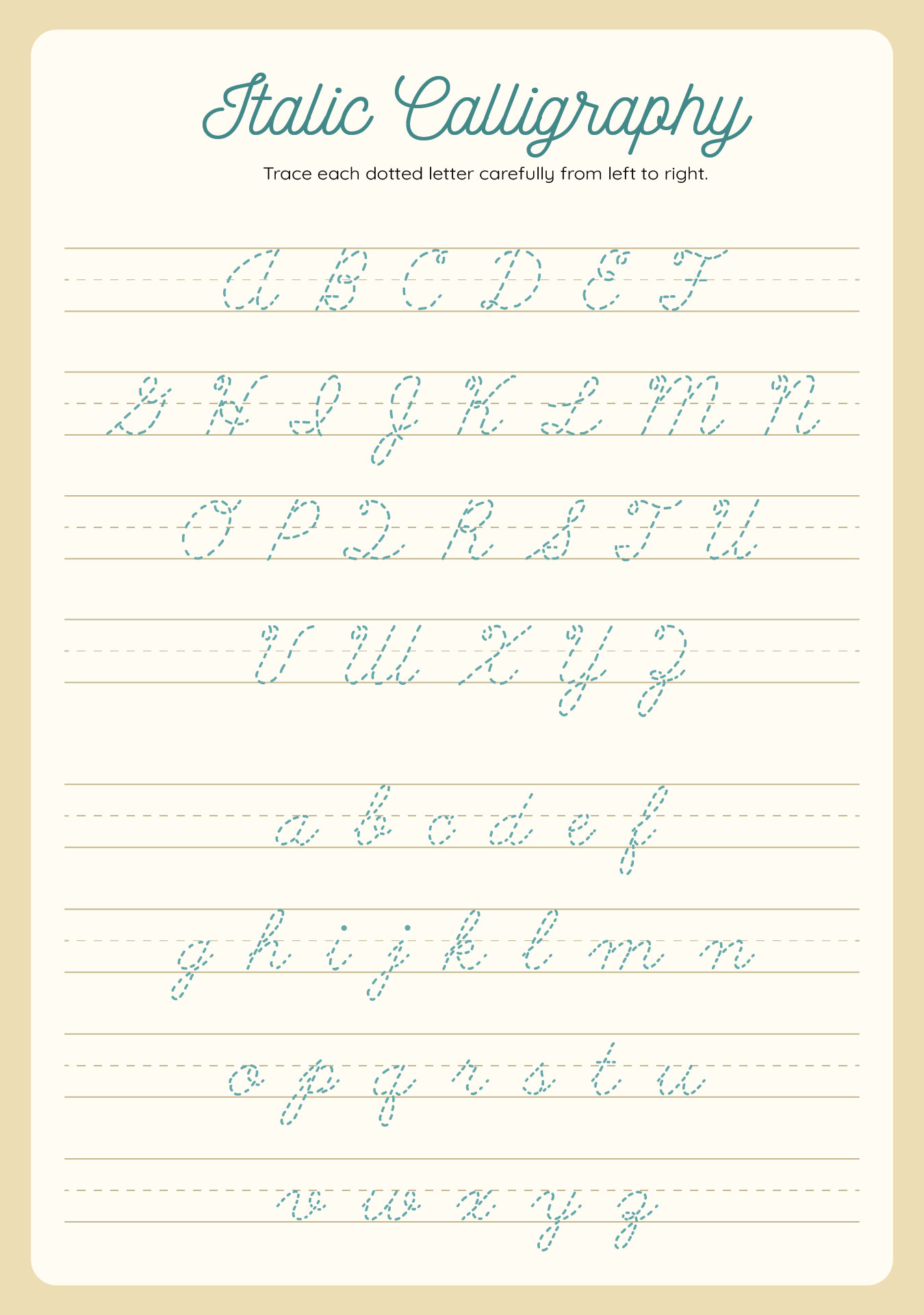 Post Printable Italic Calligraphy Practice 365500