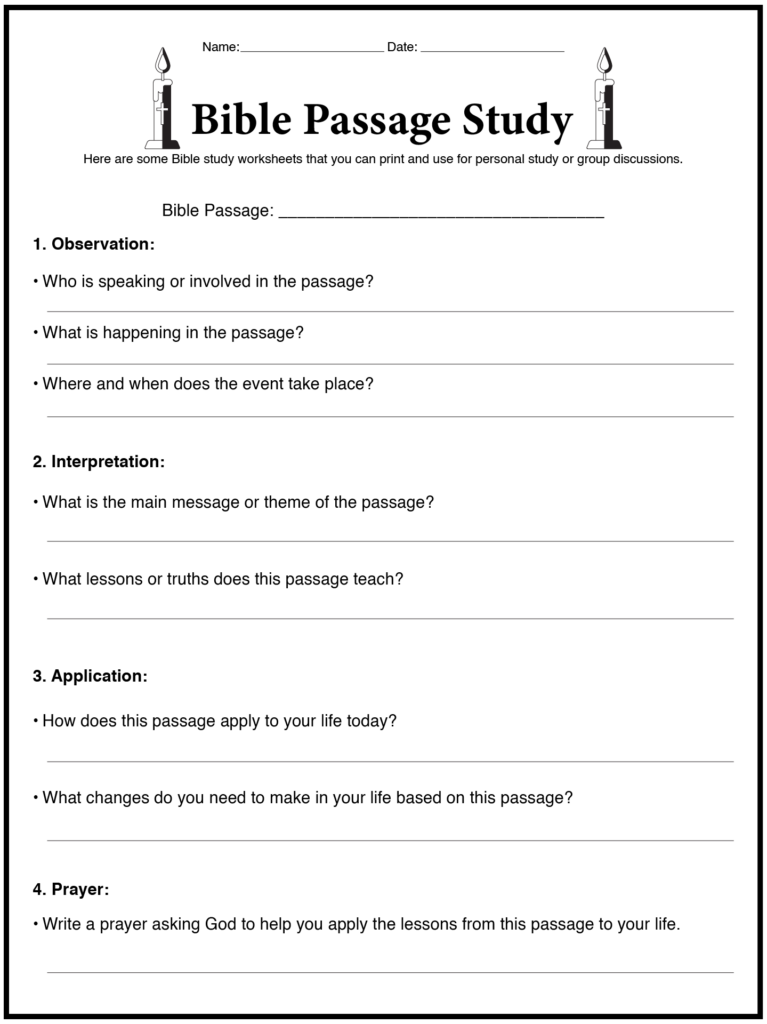 Post Printable Teen Bible Study Worksheets 97775