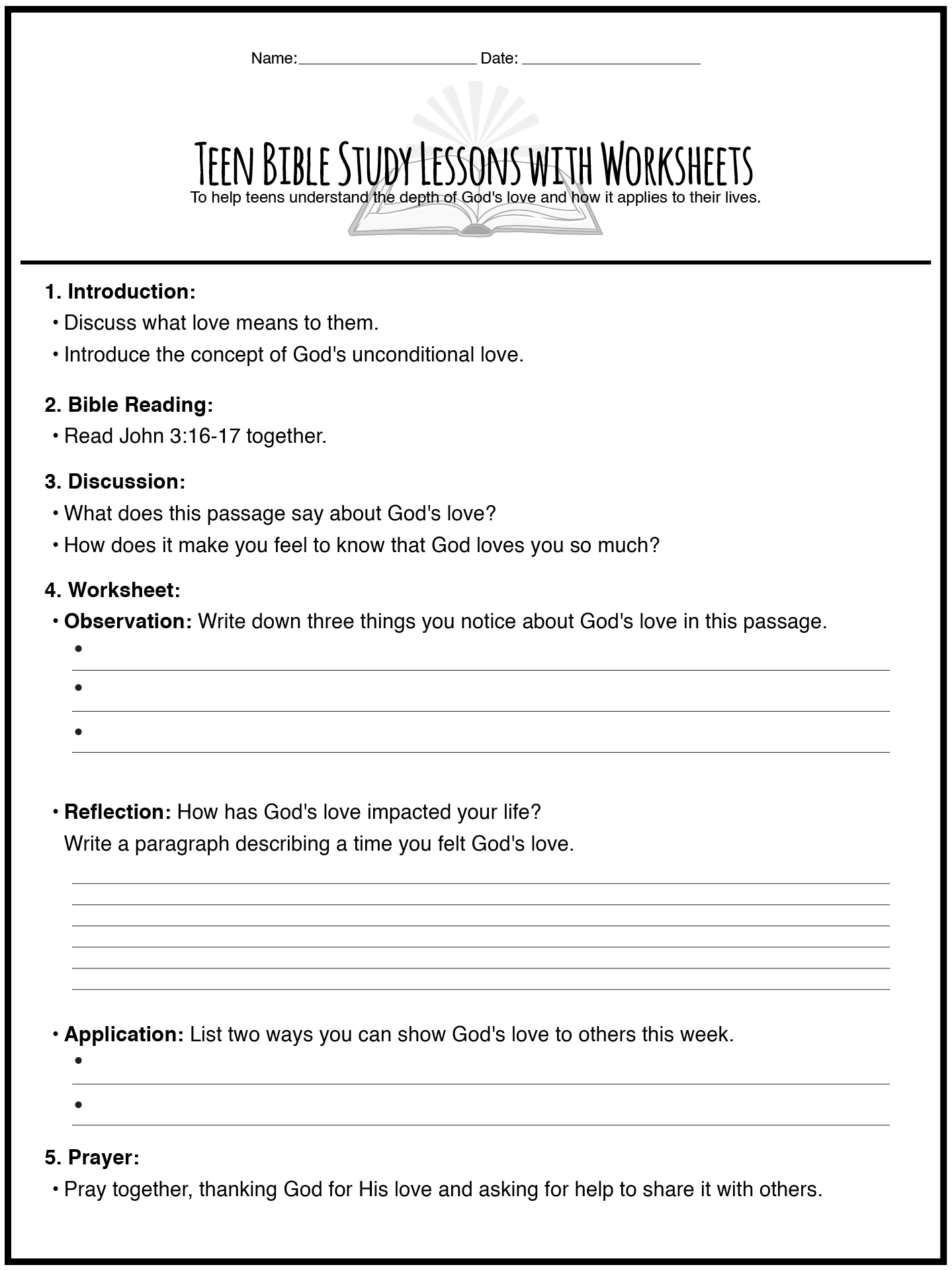 Post Printable Teen Bible Study Worksheets 97775