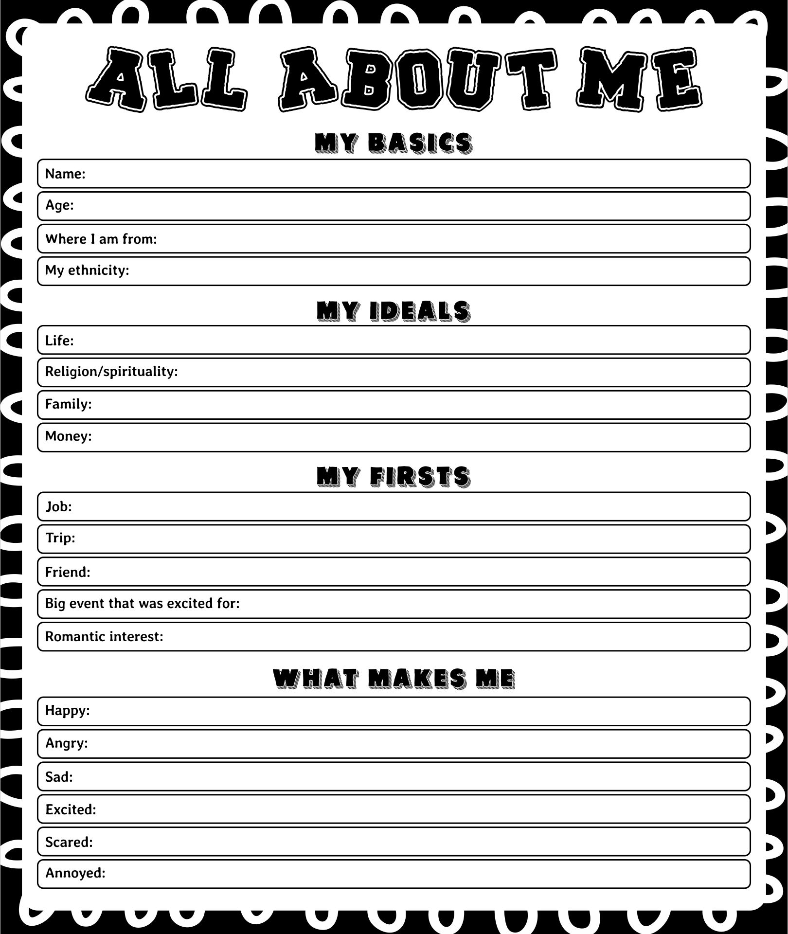 Post Printable Worksheets About Me Adult 228886