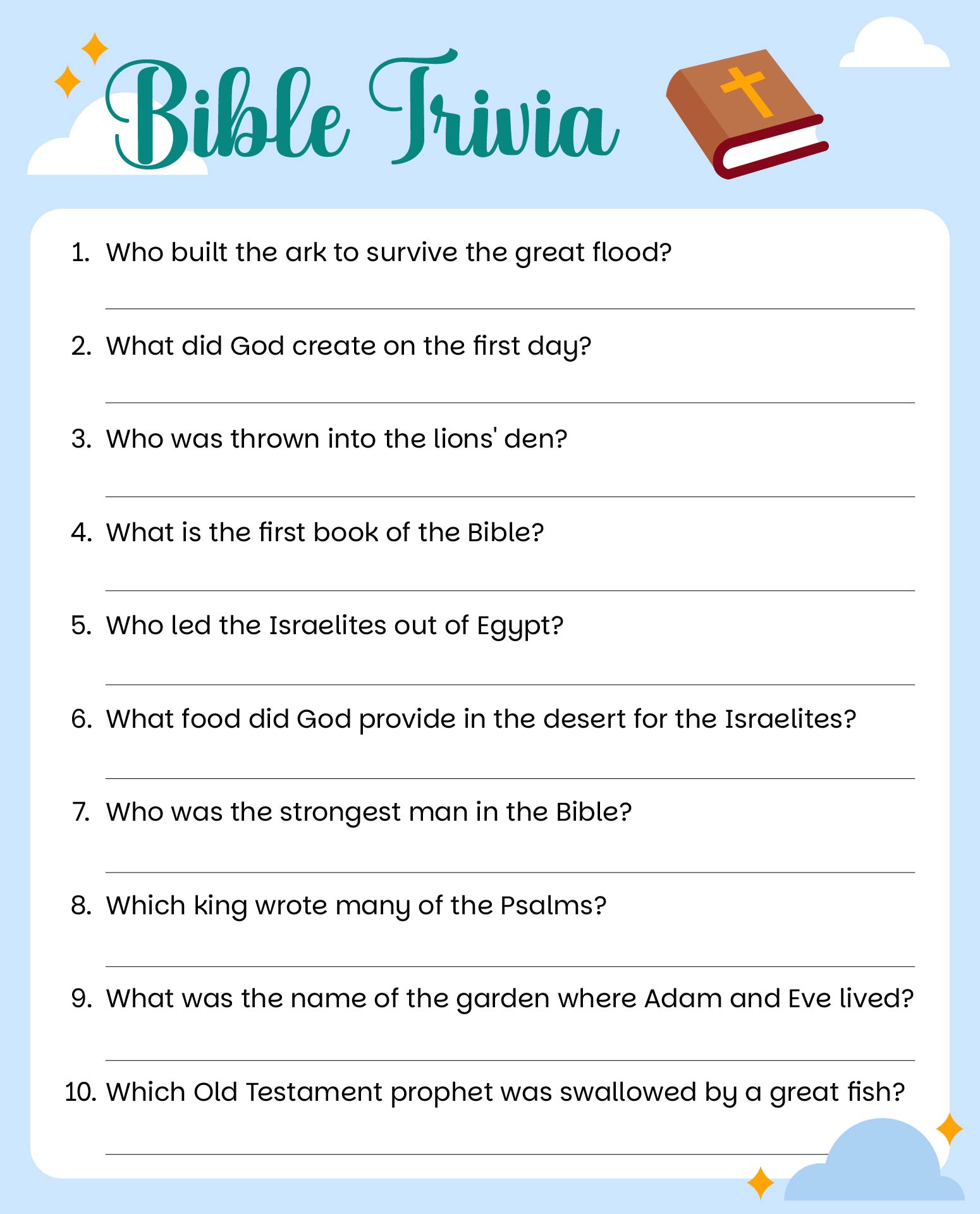 Post Youth Bible Trivia Questions Printable 155700