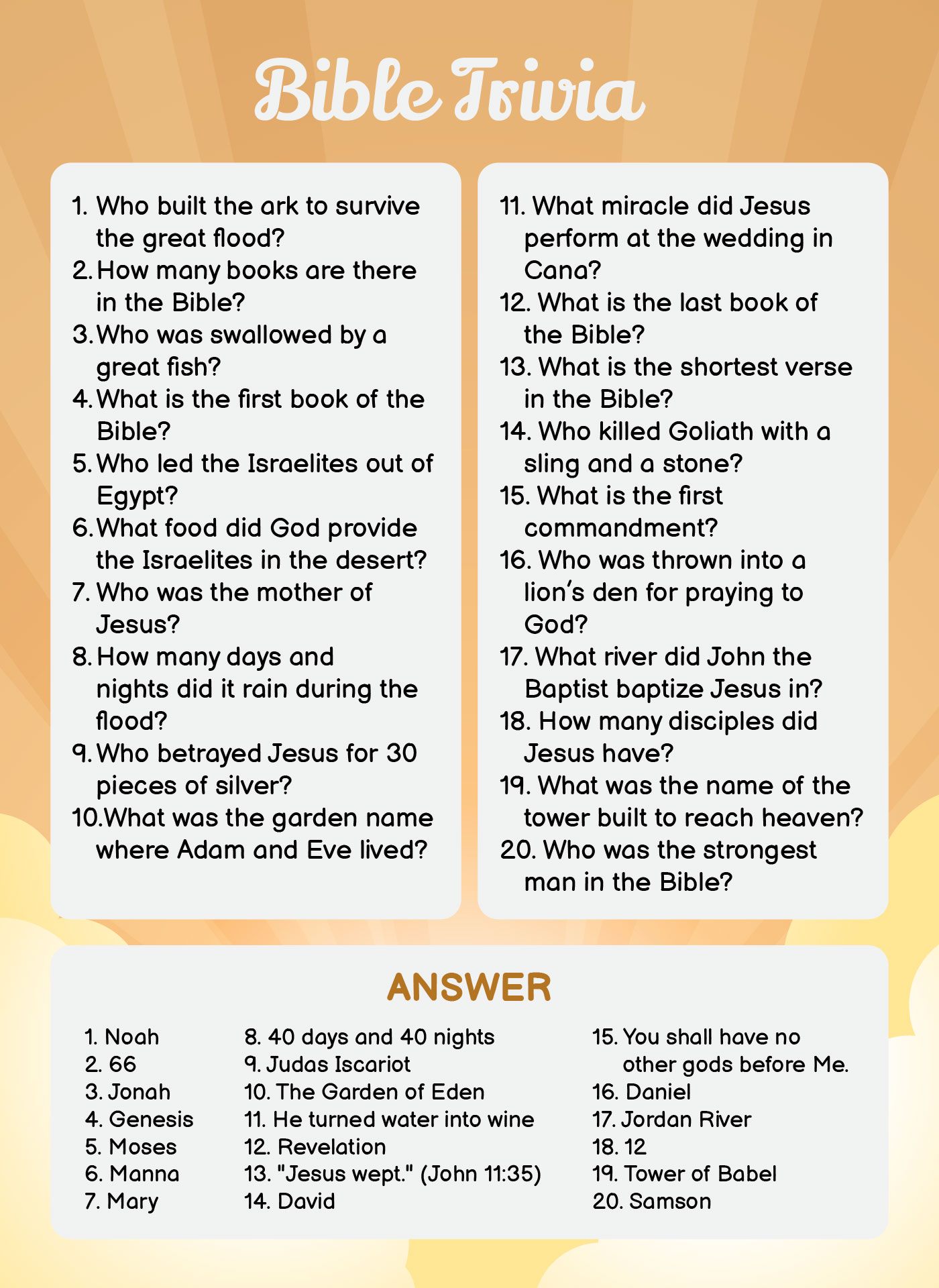 Post Youth Bible Trivia Questions Printable 155700