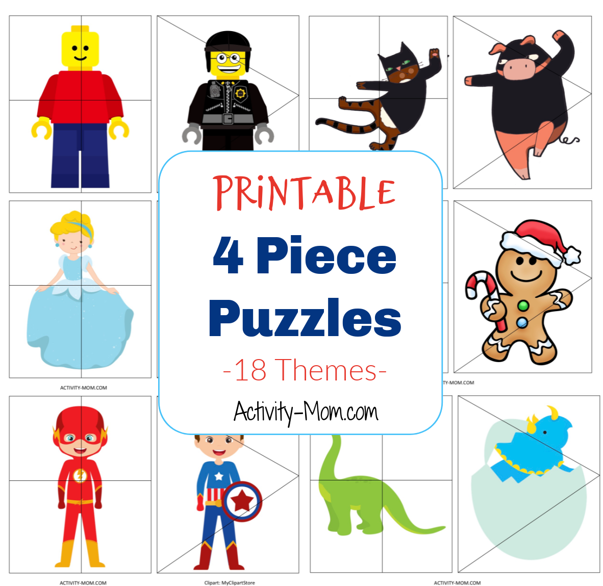 Printable 4 Piece Puzzles
