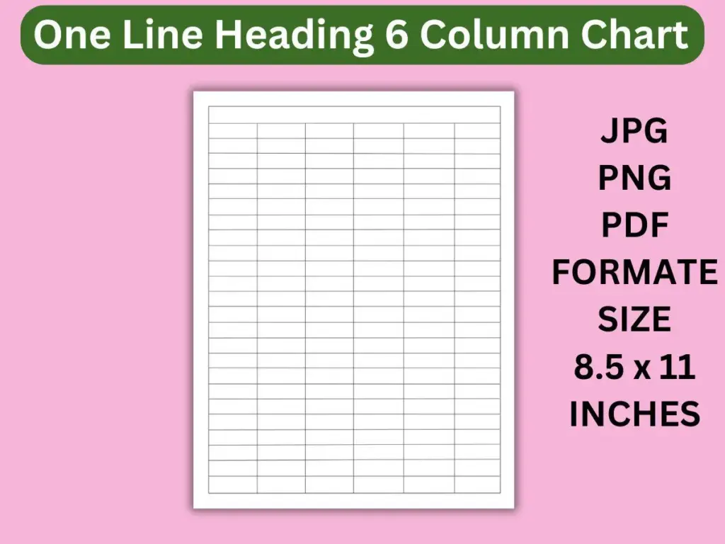 Printable 6 Column Chart Template Blank