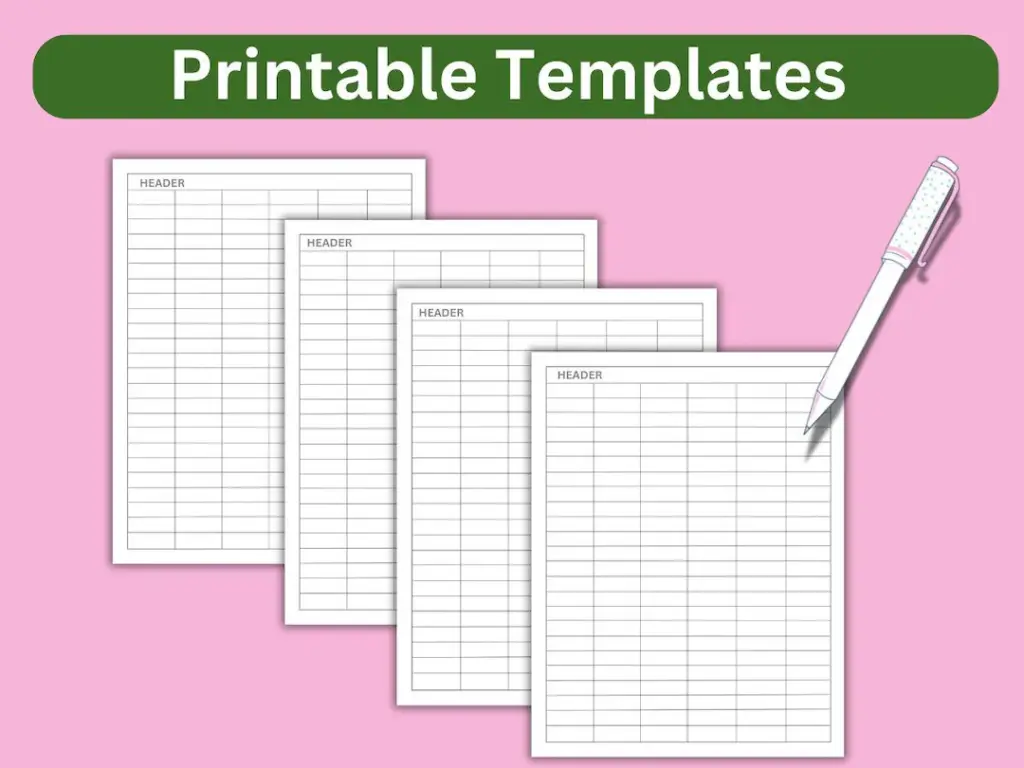 Printable 6 Column Chart Template Blank