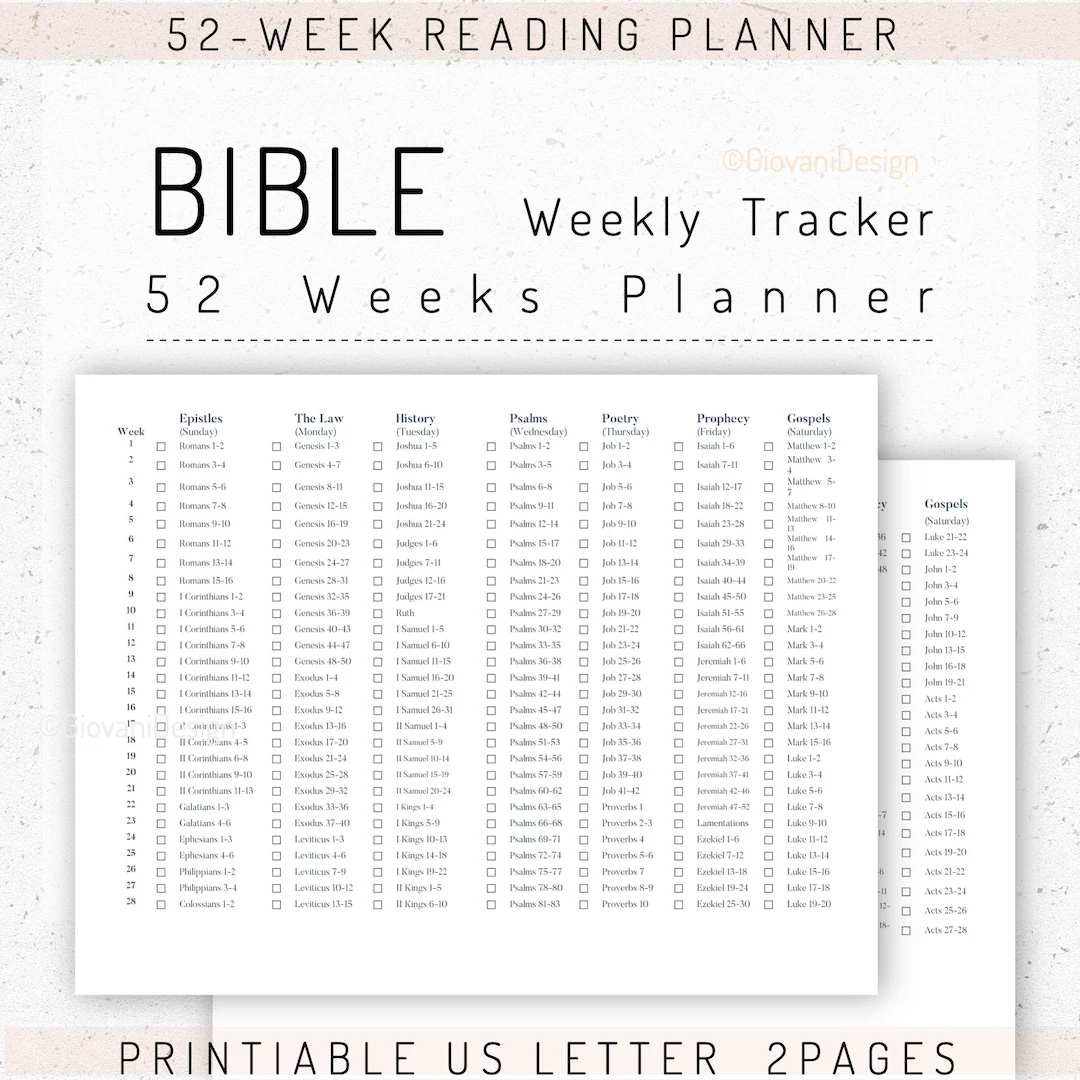 Printable Bible 52 Week Reading Planner