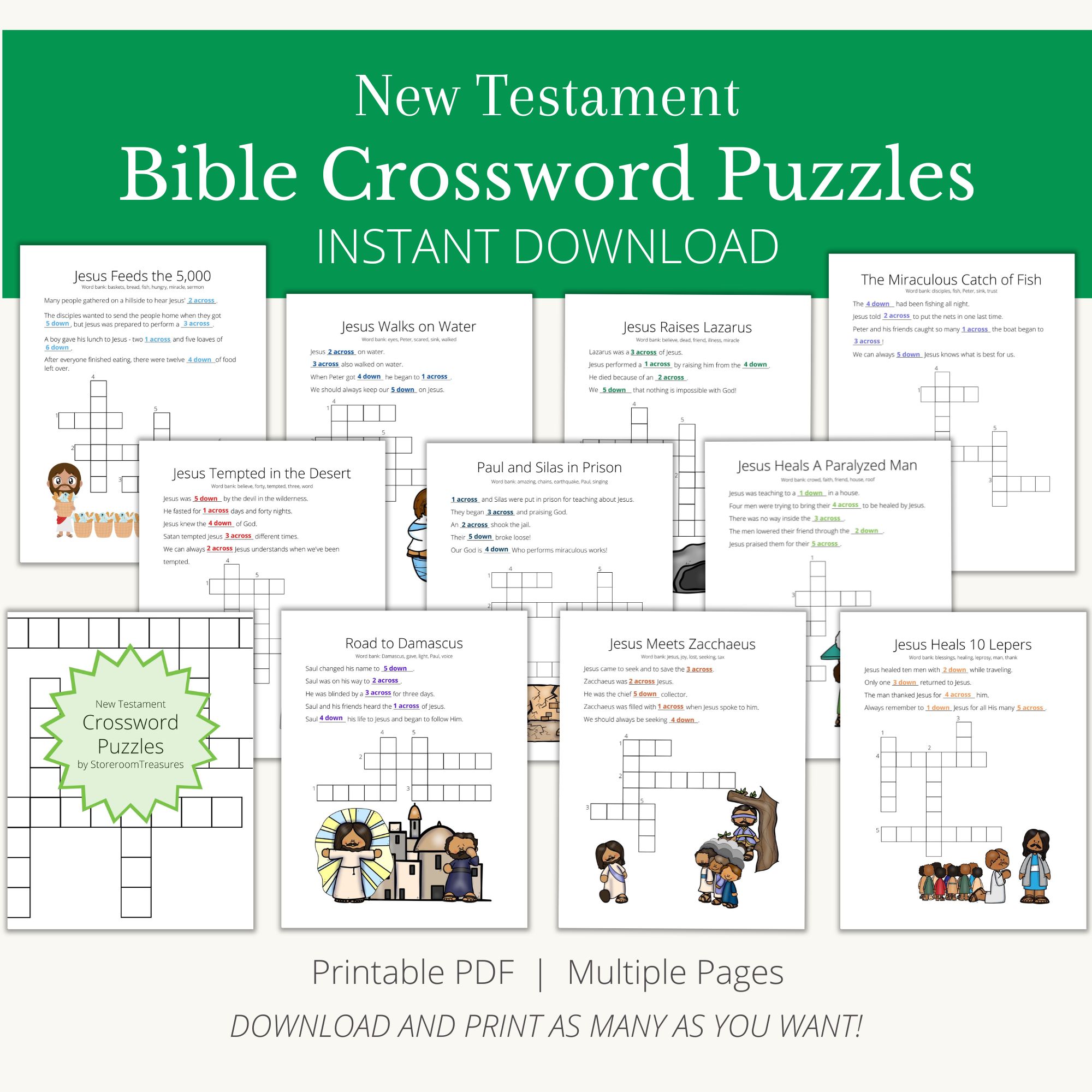 Printable Bible Activity Crossword Puzzles For Kids New Testament