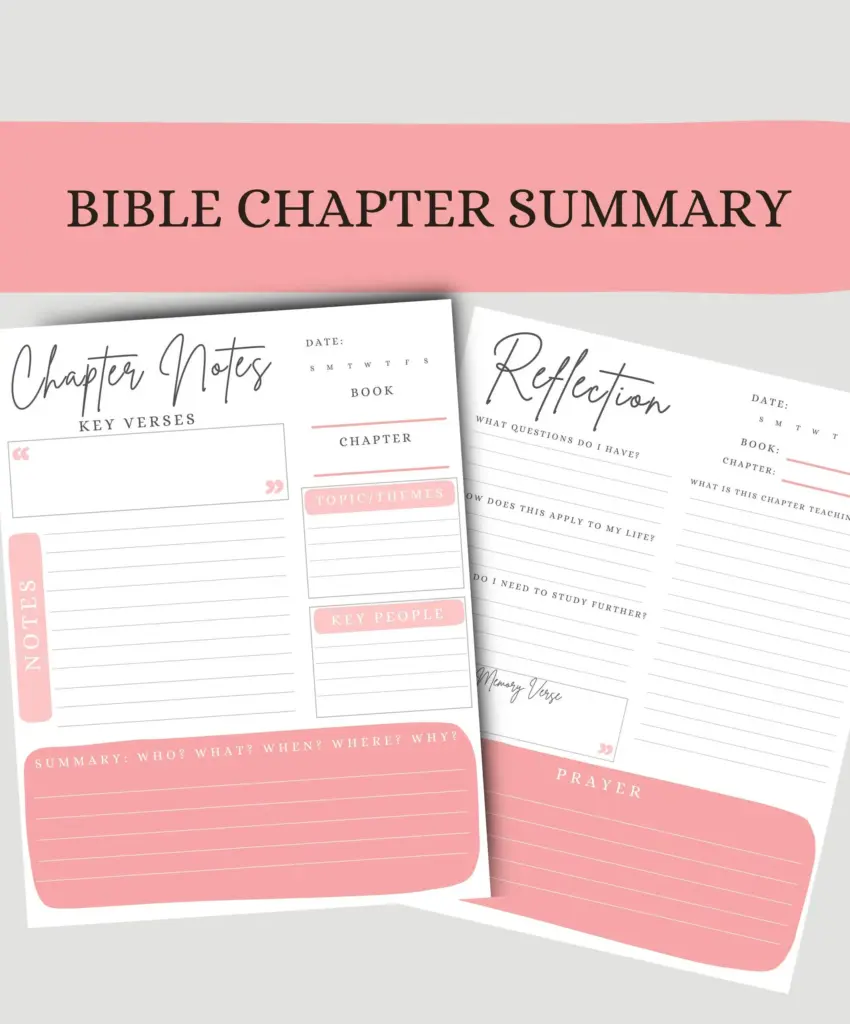 Printable Bible Chapter Summary Template