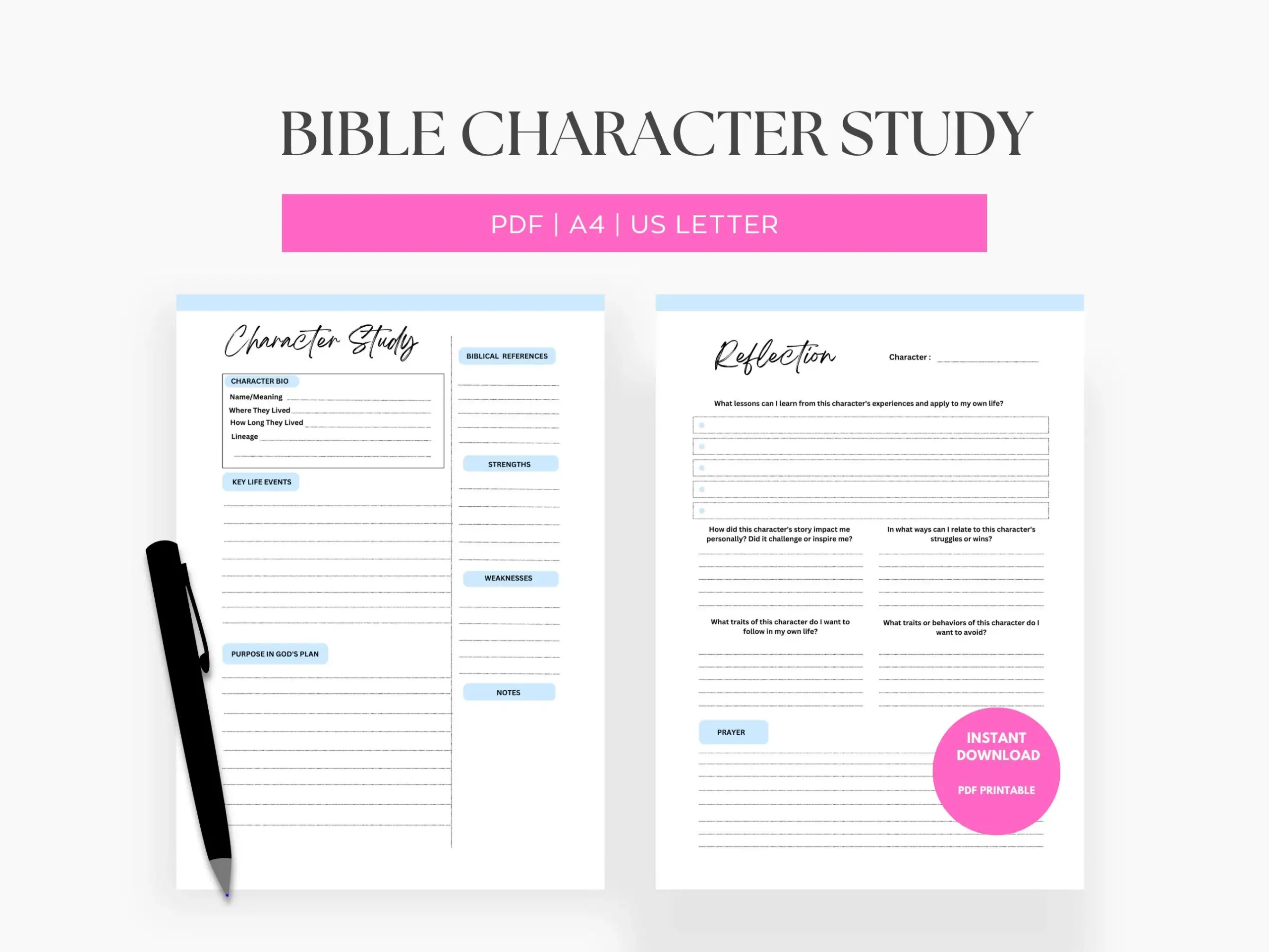 Printable Bible Character Study Template